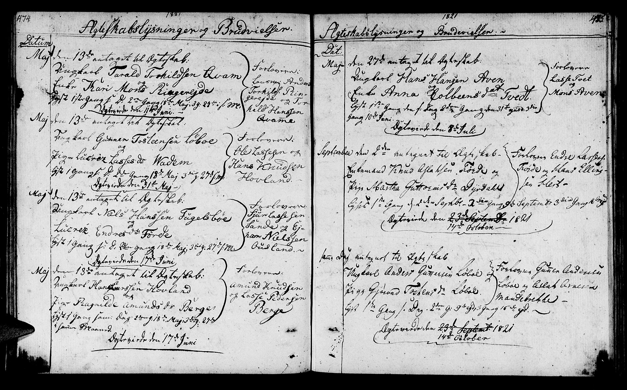 Lavik sokneprestembete, AV/SAB-A-80901: Ministerialbok nr. A 1, 1809-1822, s. 474-475