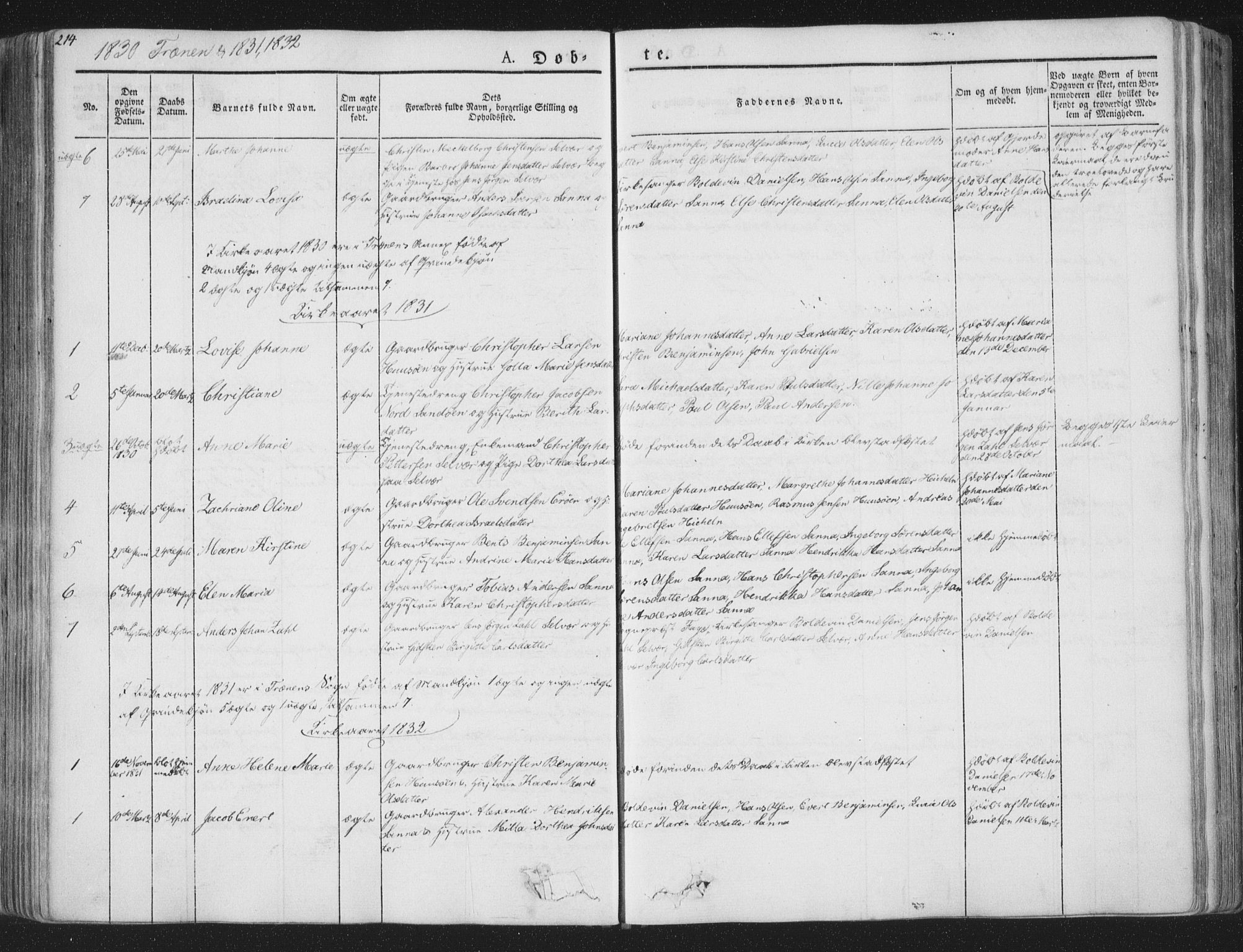 Ministerialprotokoller, klokkerbøker og fødselsregistre - Nordland, AV/SAT-A-1459/839/L0565: Ministerialbok nr. 839A02, 1825-1862, s. 214