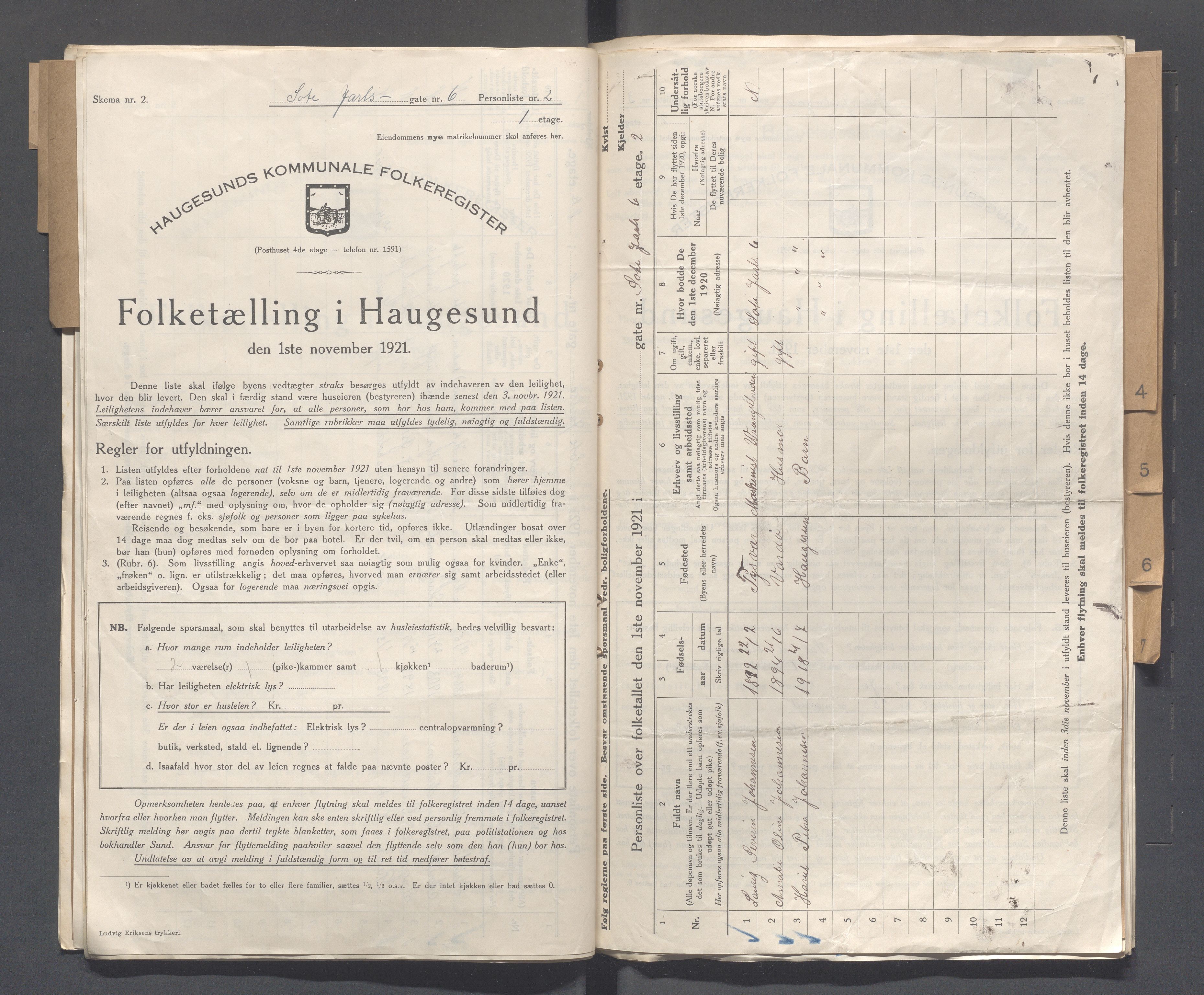 IKAR, Kommunal folketelling 1.11.1921 for Haugesund, 1921, s. 4292