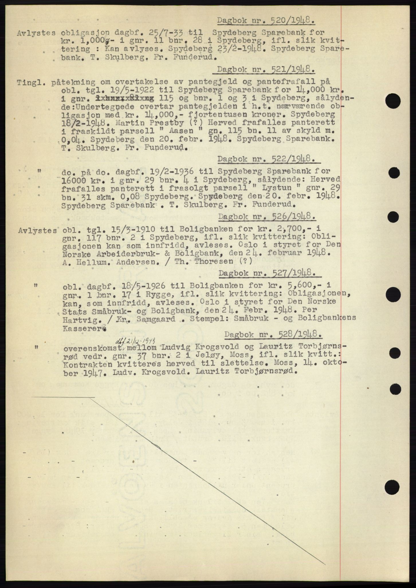 Moss sorenskriveri, SAO/A-10168: Pantebok nr. C10, 1938-1950, Dagboknr: 520/1948