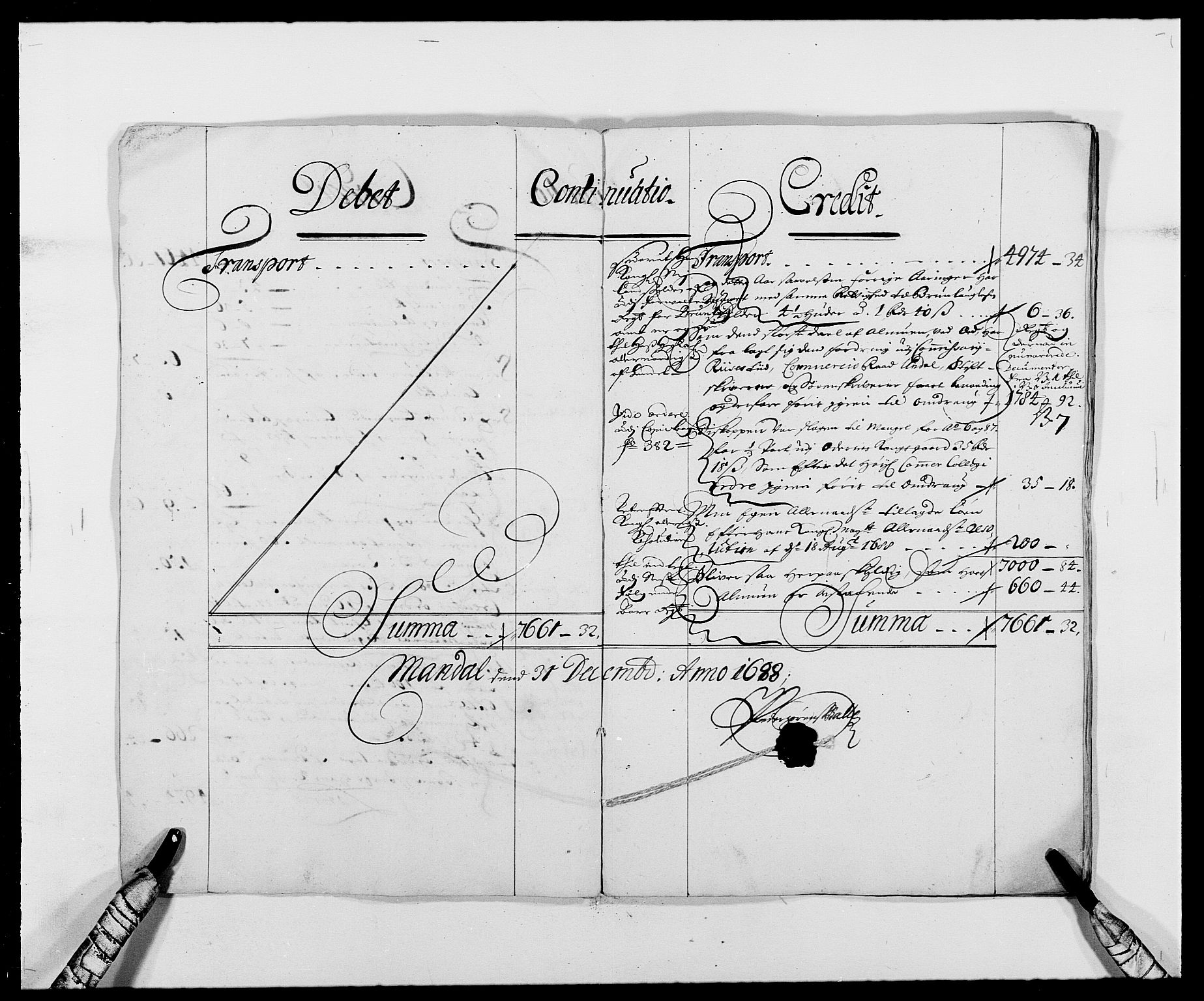 Rentekammeret inntil 1814, Reviderte regnskaper, Fogderegnskap, AV/RA-EA-4092/R42/L2543: Mandal fogderi, 1688-1691, s. 5