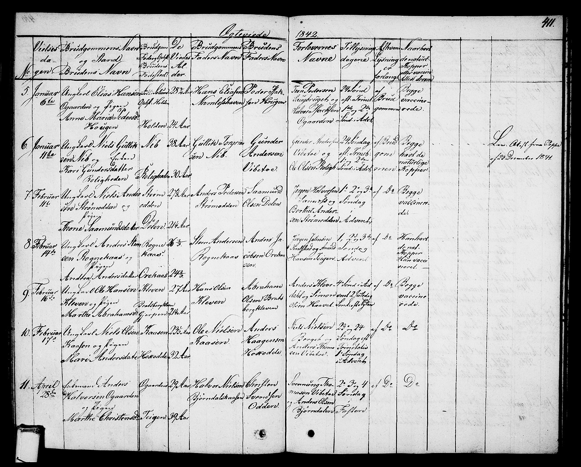 Holla kirkebøker, AV/SAKO-A-272/G/Ga/L0002: Klokkerbok nr. I 2, 1830-1848, s. 411