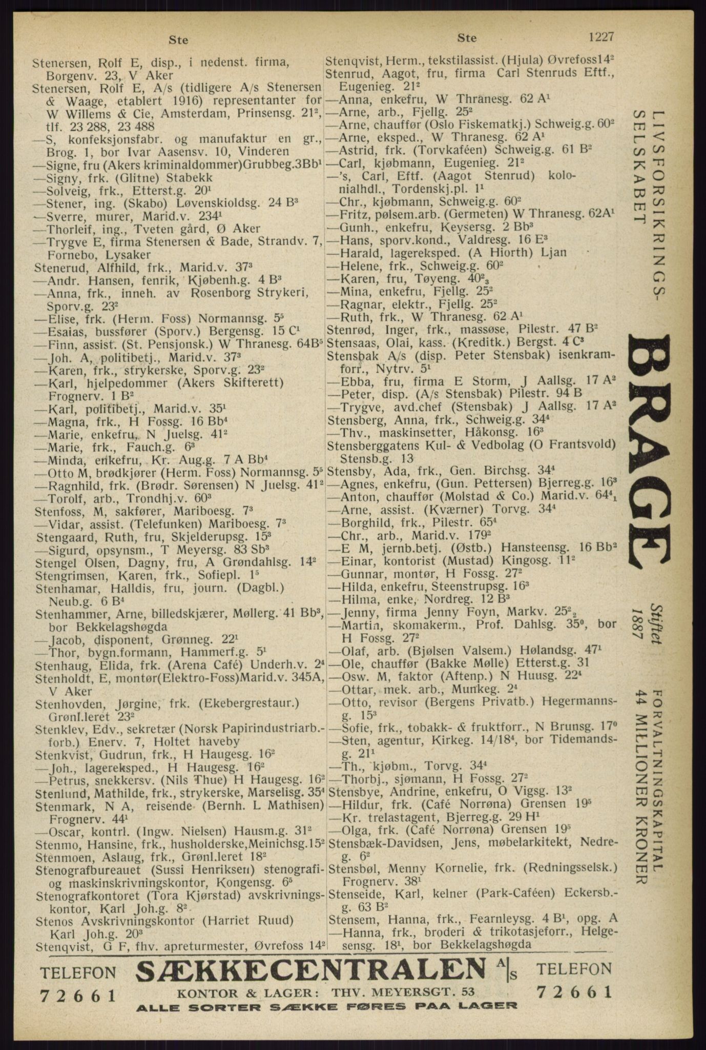 Kristiania/Oslo adressebok, PUBL/-, 1933, s. 1227