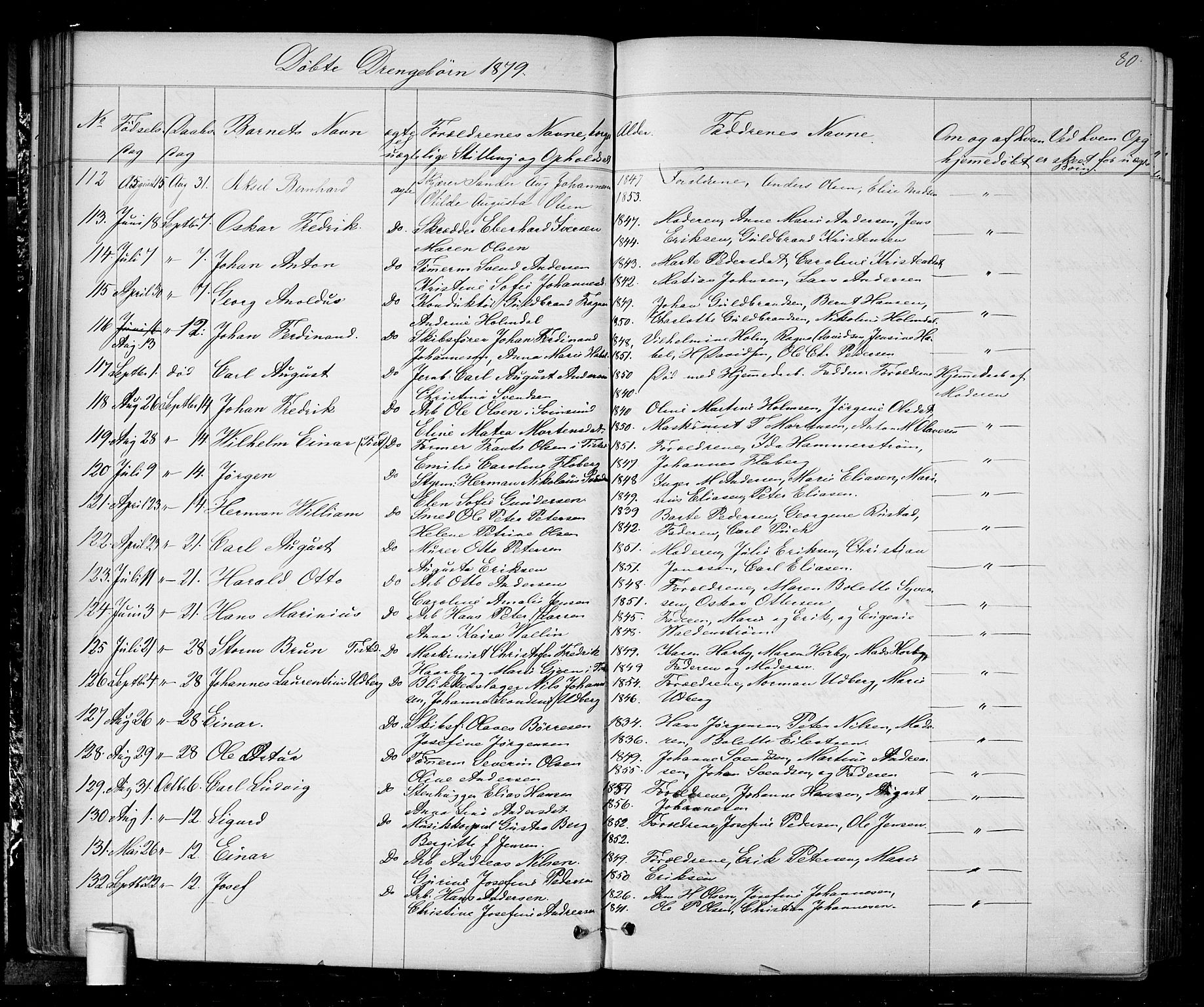 Halden prestekontor Kirkebøker, AV/SAO-A-10909/G/Ga/L0006: Klokkerbok nr. 6, 1869-1884, s. 80
