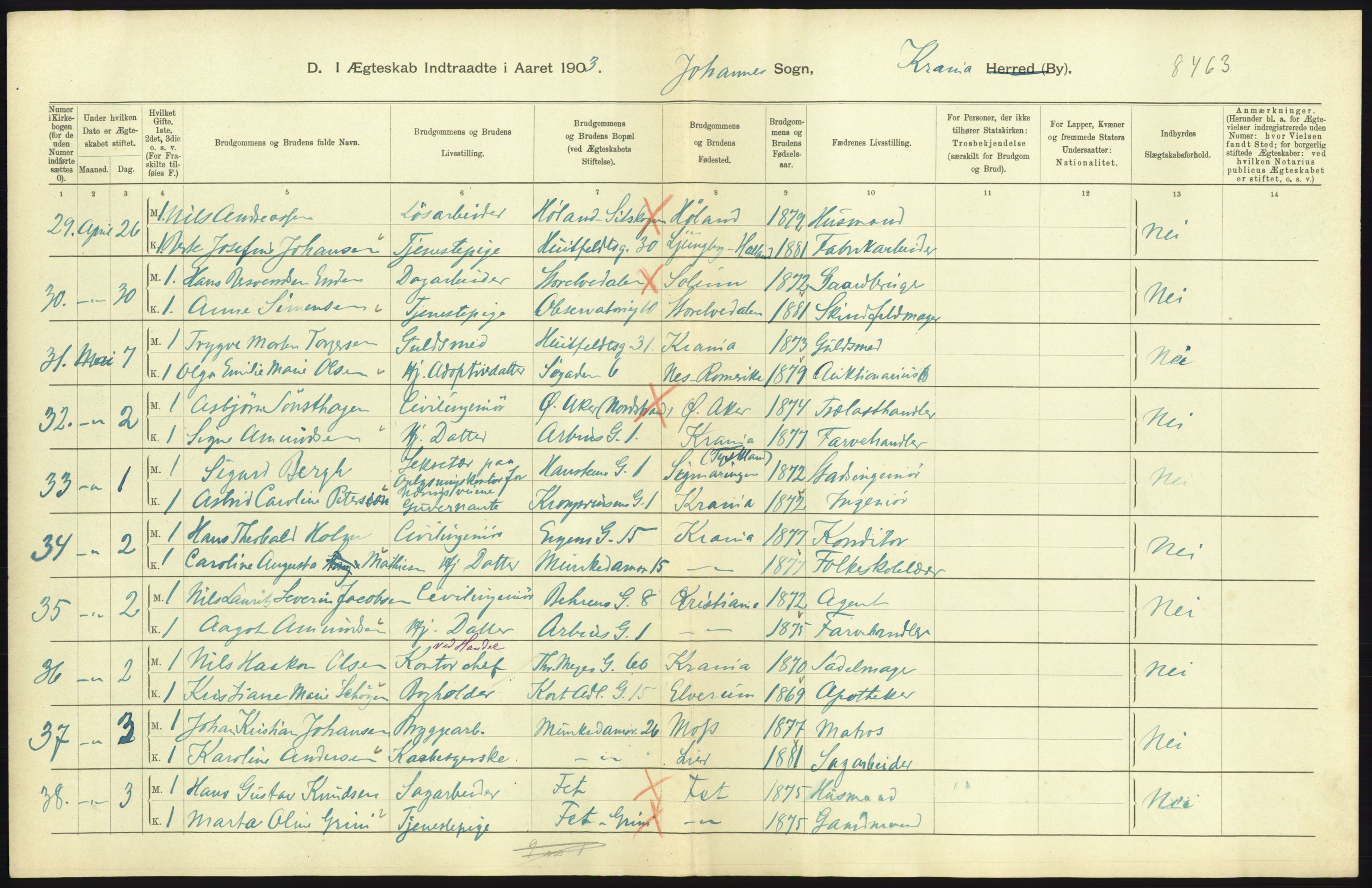 Statistisk sentralbyrå, Sosiodemografiske emner, Befolkning, AV/RA-S-2228/D/Df/Dfa/Dfaa/L0004: Kristiania: Gifte, døde, 1903, s. 543