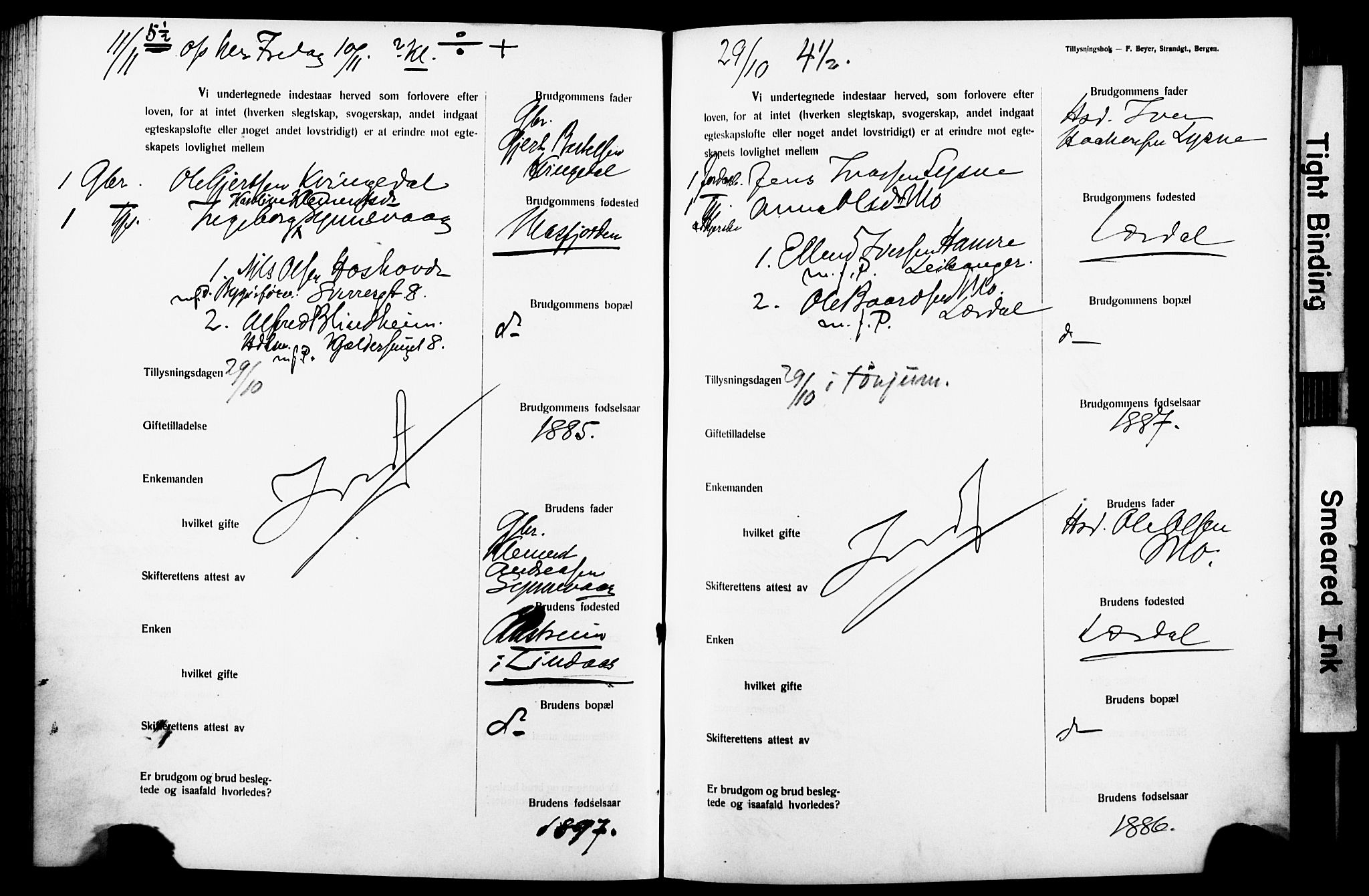 Nykirken Sokneprestembete, SAB/A-77101: Forlovererklæringer nr. II.5.7, 1914-1917, s. 182