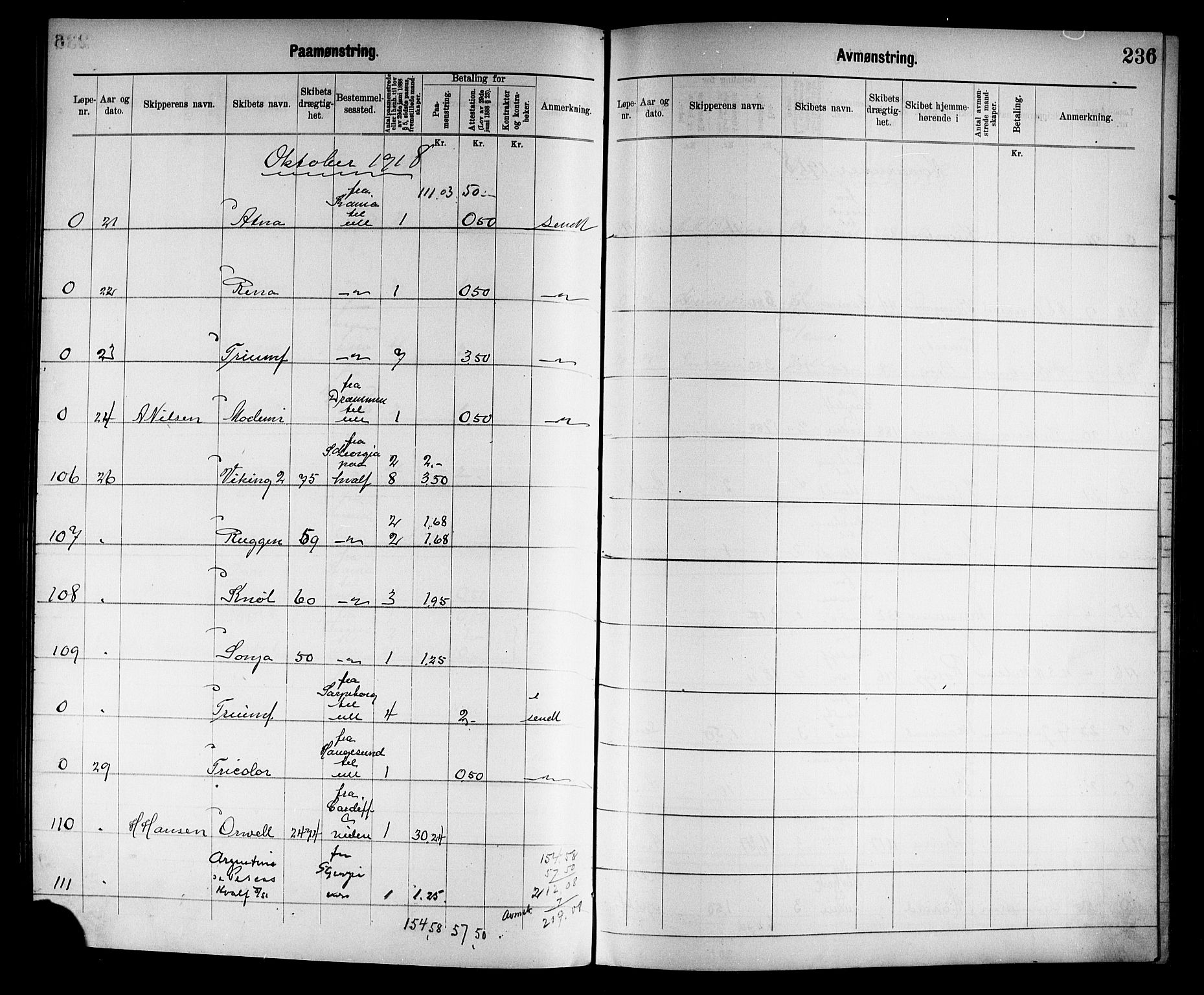 Tønsberg innrulleringskontor, AV/SAKO-A-786/H/Ha/L0007: Mønstringsjournal, 1915-1925, s. 239