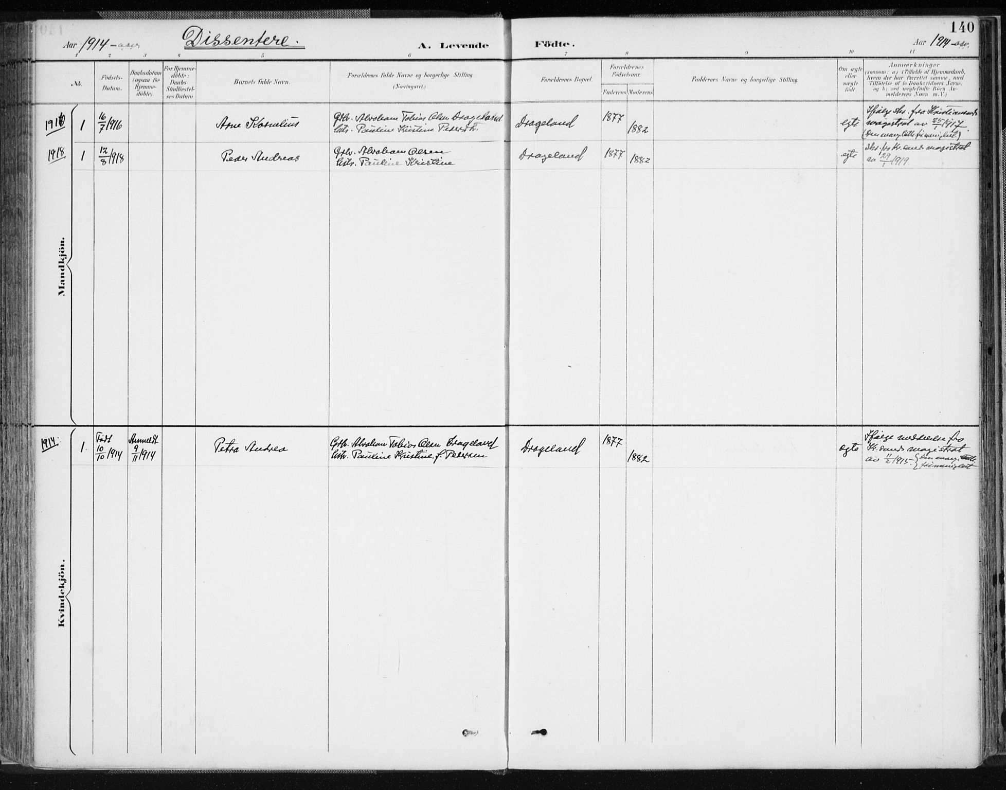 Lyngdal sokneprestkontor, AV/SAK-1111-0029/F/Fa/Fac/L0012: Ministerialbok nr. A 12, 1894-1918, s. 140