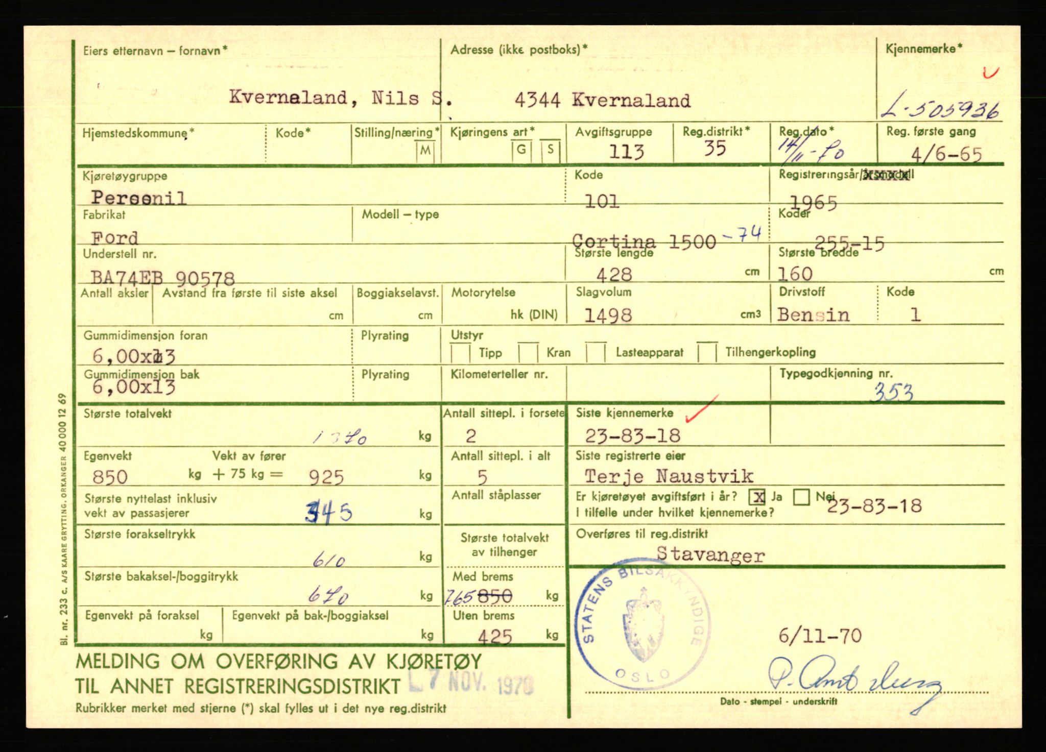 Stavanger trafikkstasjon, AV/SAST-A-101942/0/F/L0078: L-503000 - L-602908, 1930-1971, s. 2129