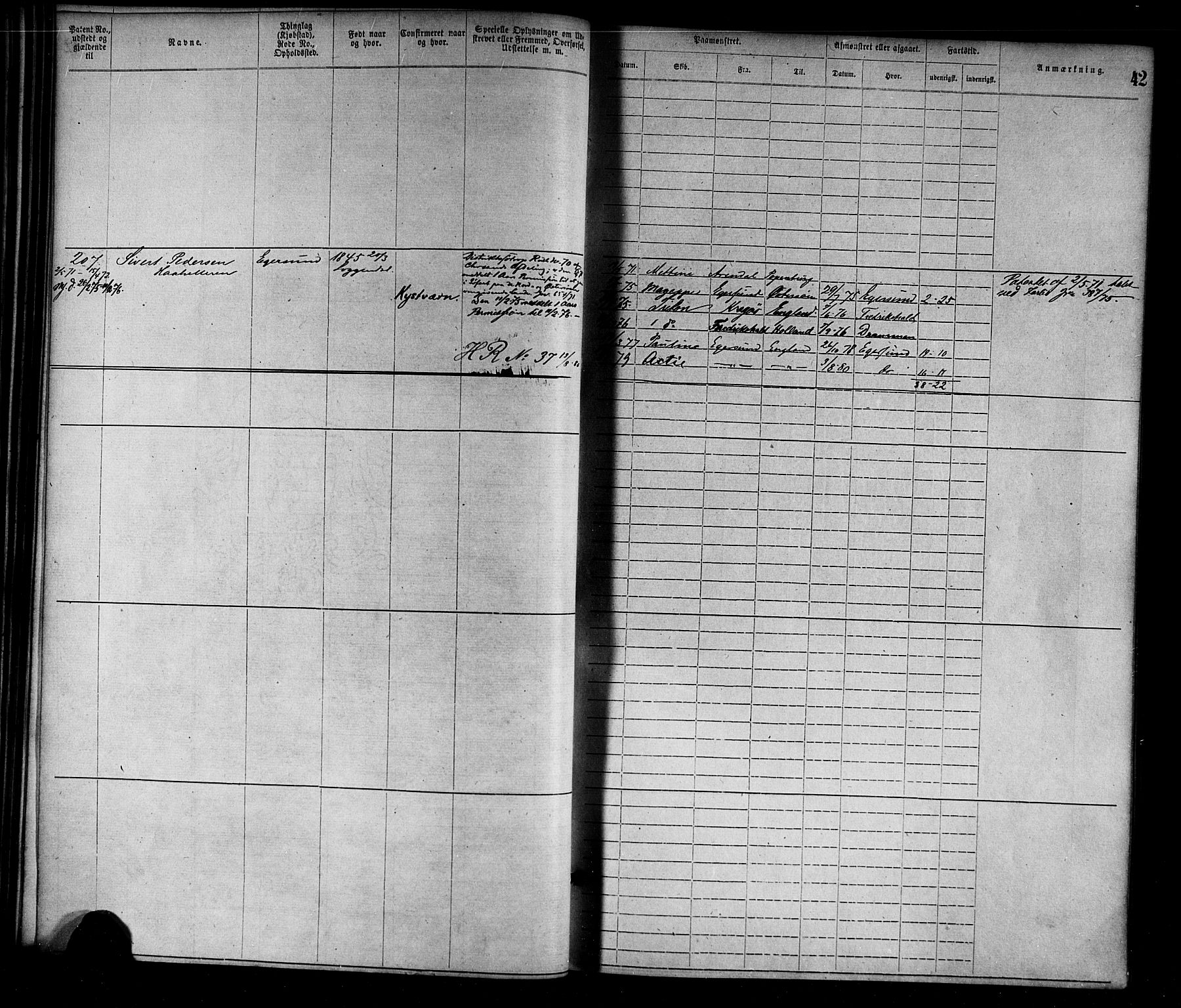 Egersund mønstringskrets, SAK/2031-0019/F/Fa/L0001: Annotasjonsrulle nr 1-1440 med register, O-1, 1869-1895, s. 57