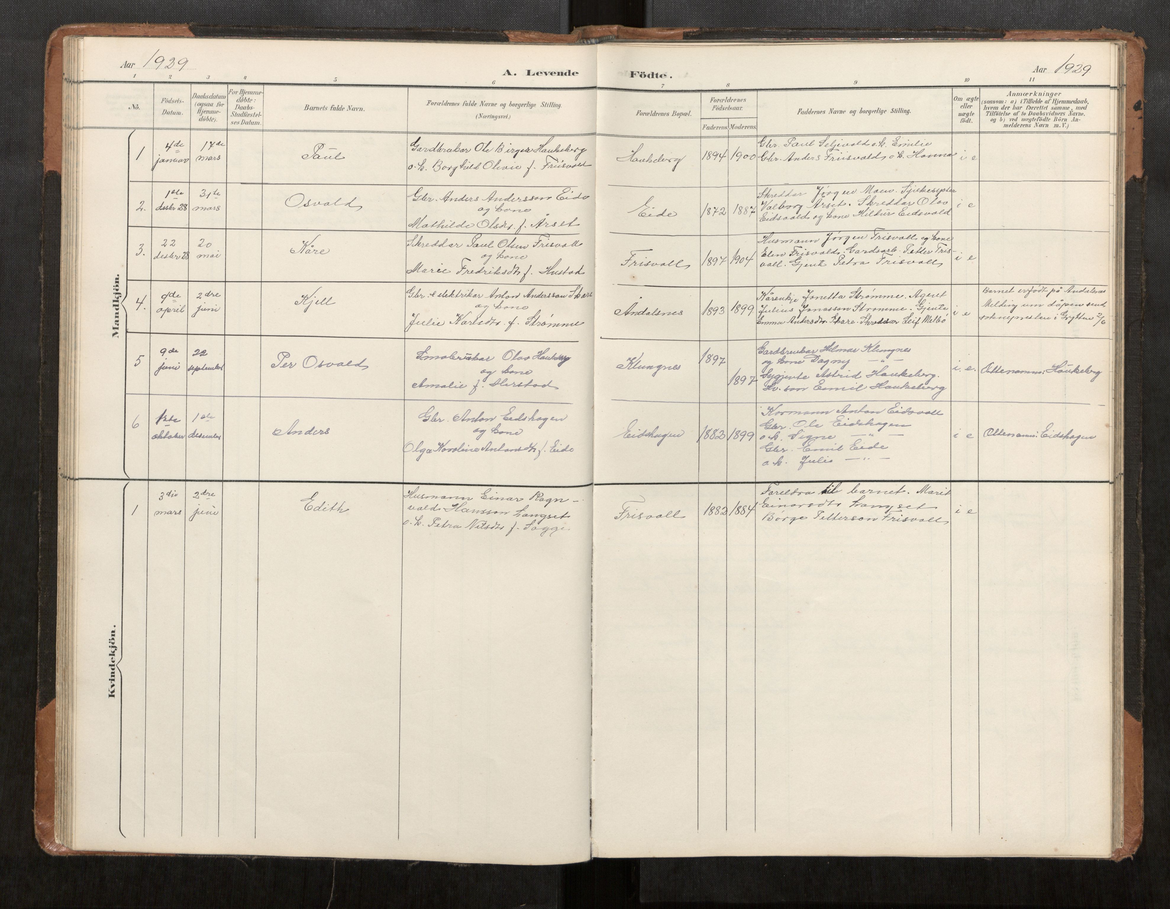 Ministerialprotokoller, klokkerbøker og fødselsregistre - Møre og Romsdal, SAT/A-1454/542/L0561: Klokkerbok nr. 542C03, 1893-1931