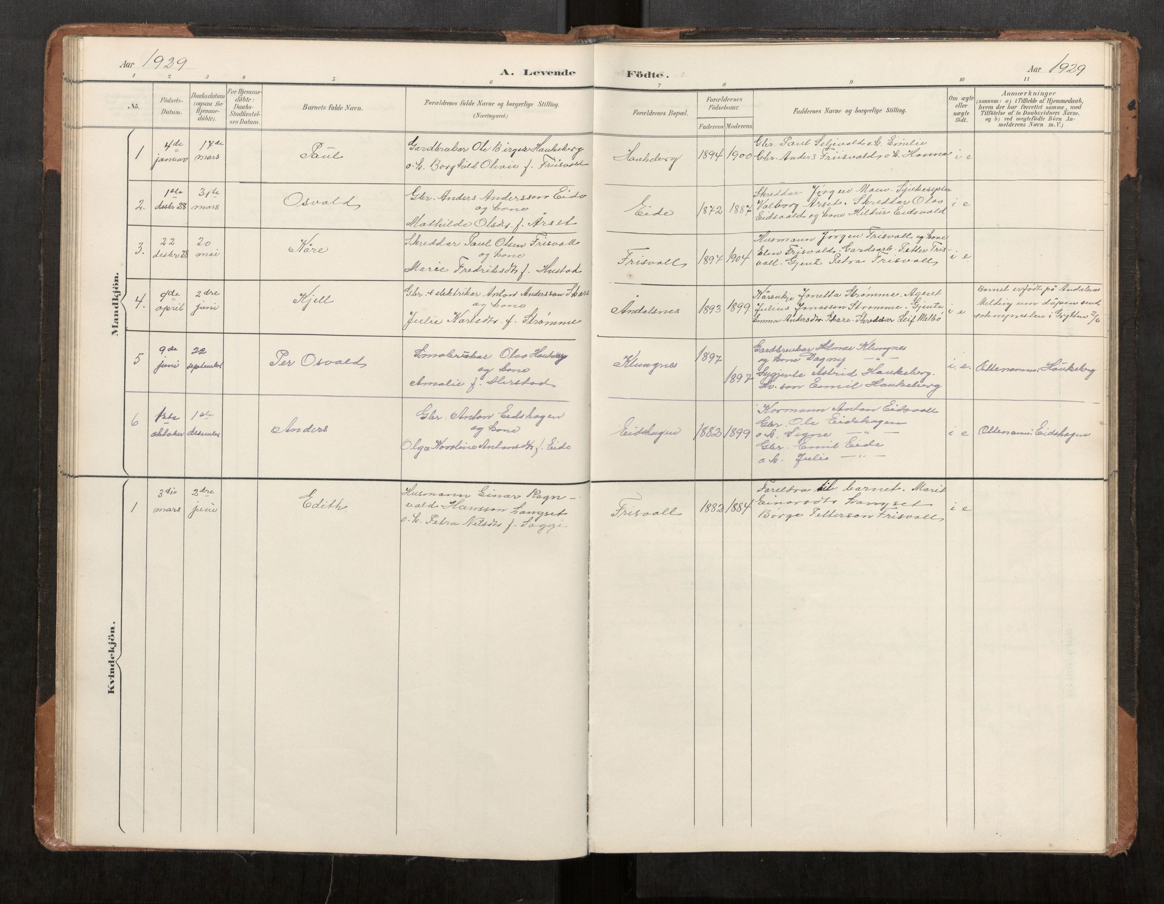 Ministerialprotokoller, klokkerbøker og fødselsregistre - Møre og Romsdal, AV/SAT-A-1454/542/L0561: Klokkerbok nr. 542C03, 1893-1931