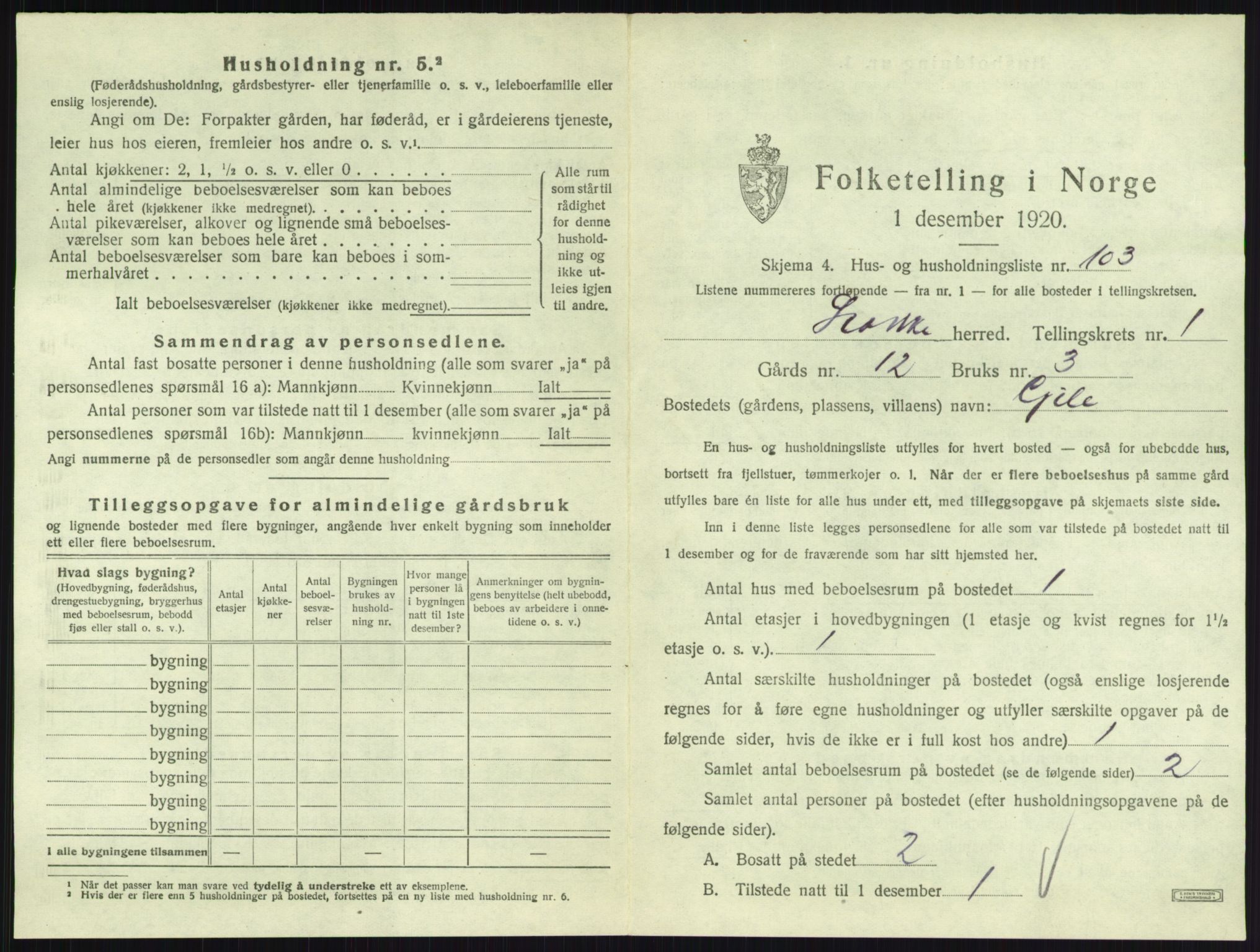 SAKO, Folketelling 1920 for 0720 Stokke herred, 1920, s. 255