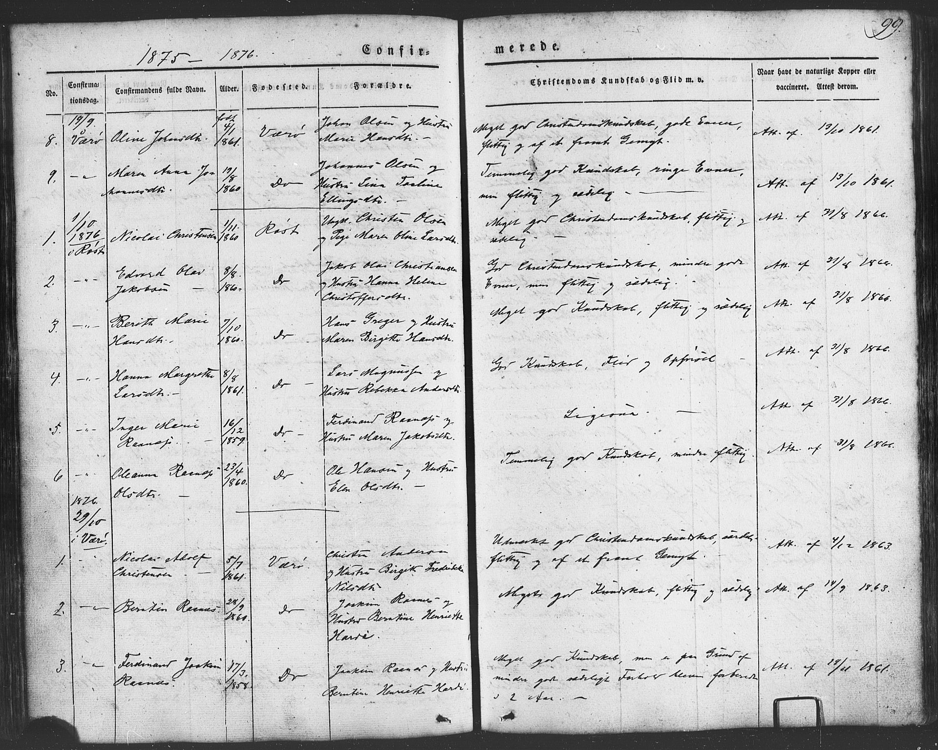 Ministerialprotokoller, klokkerbøker og fødselsregistre - Nordland, AV/SAT-A-1459/807/L0121: Ministerialbok nr. 807A04, 1846-1879, s. 99
