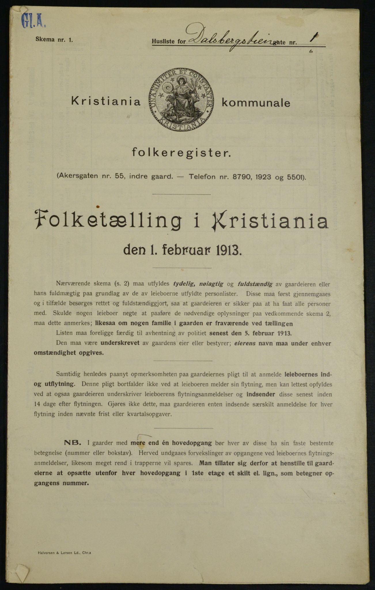 OBA, Kommunal folketelling 1.2.1913 for Kristiania, 1913, s. 14054