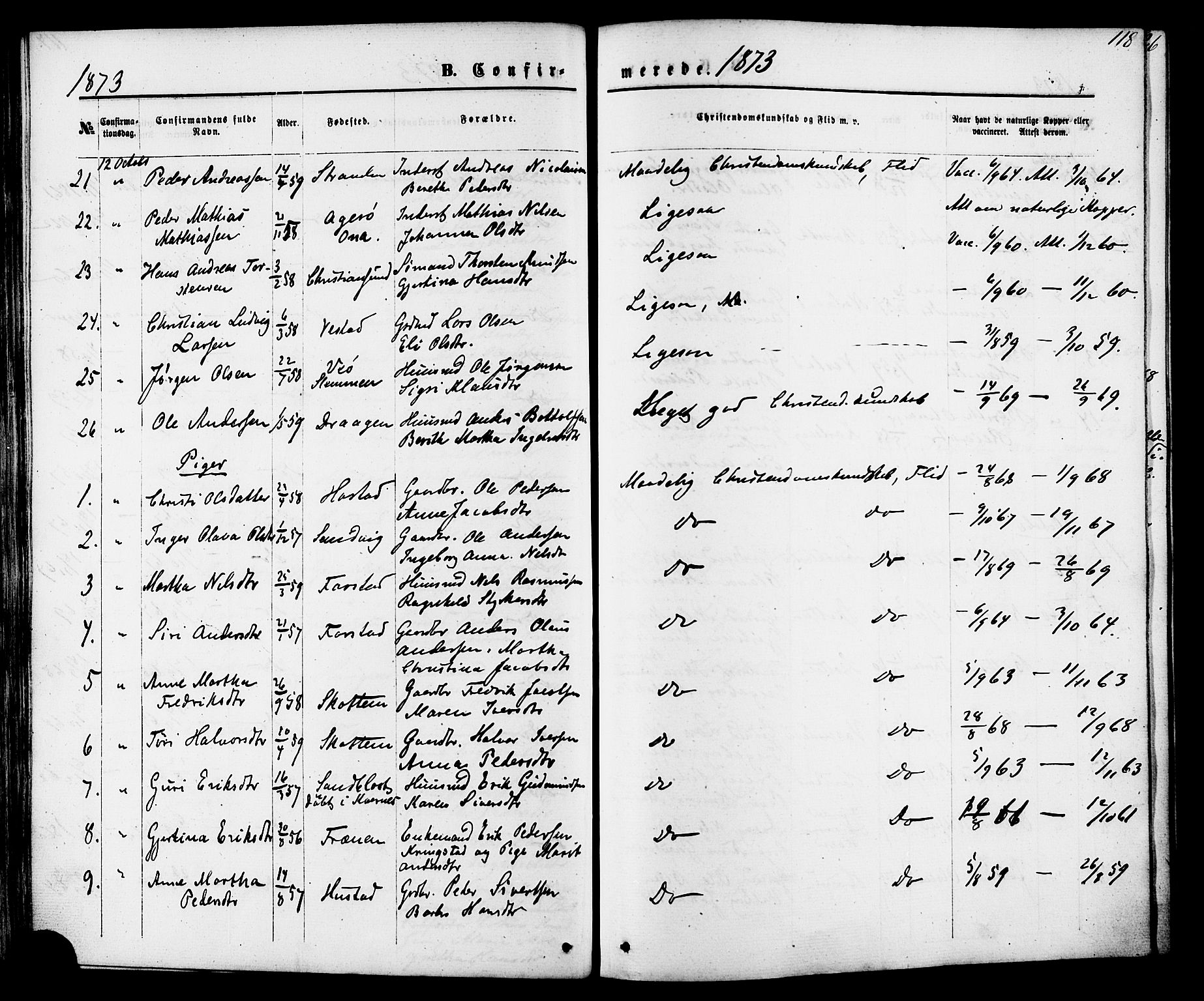 Ministerialprotokoller, klokkerbøker og fødselsregistre - Møre og Romsdal, AV/SAT-A-1454/566/L0768: Ministerialbok nr. 566A07, 1869-1881, s. 118