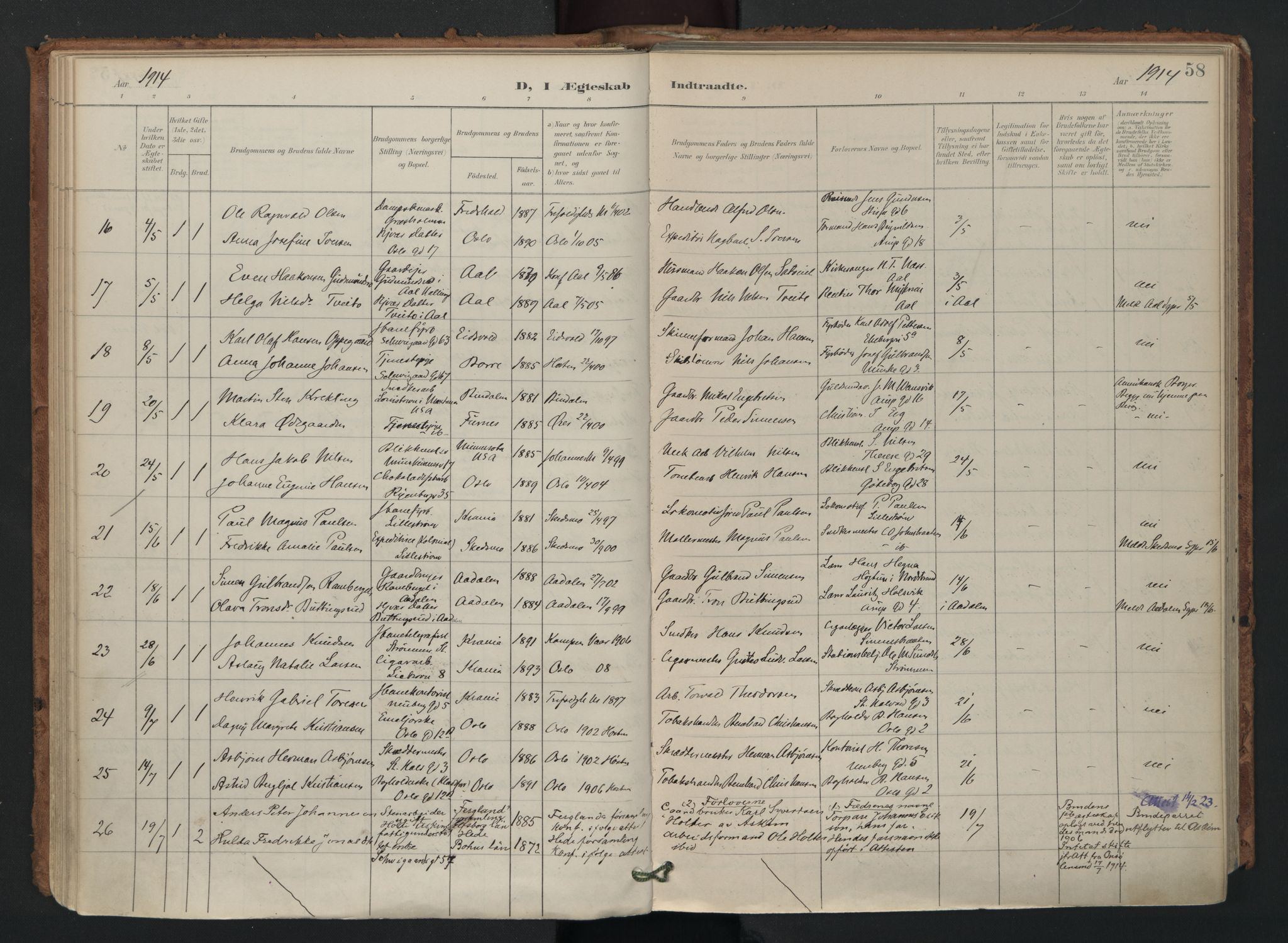 Gamlebyen prestekontor Kirkebøker, AV/SAO-A-10884/F/Fa/L0011: Ministerialbok nr. 11, 1901-1939, s. 58