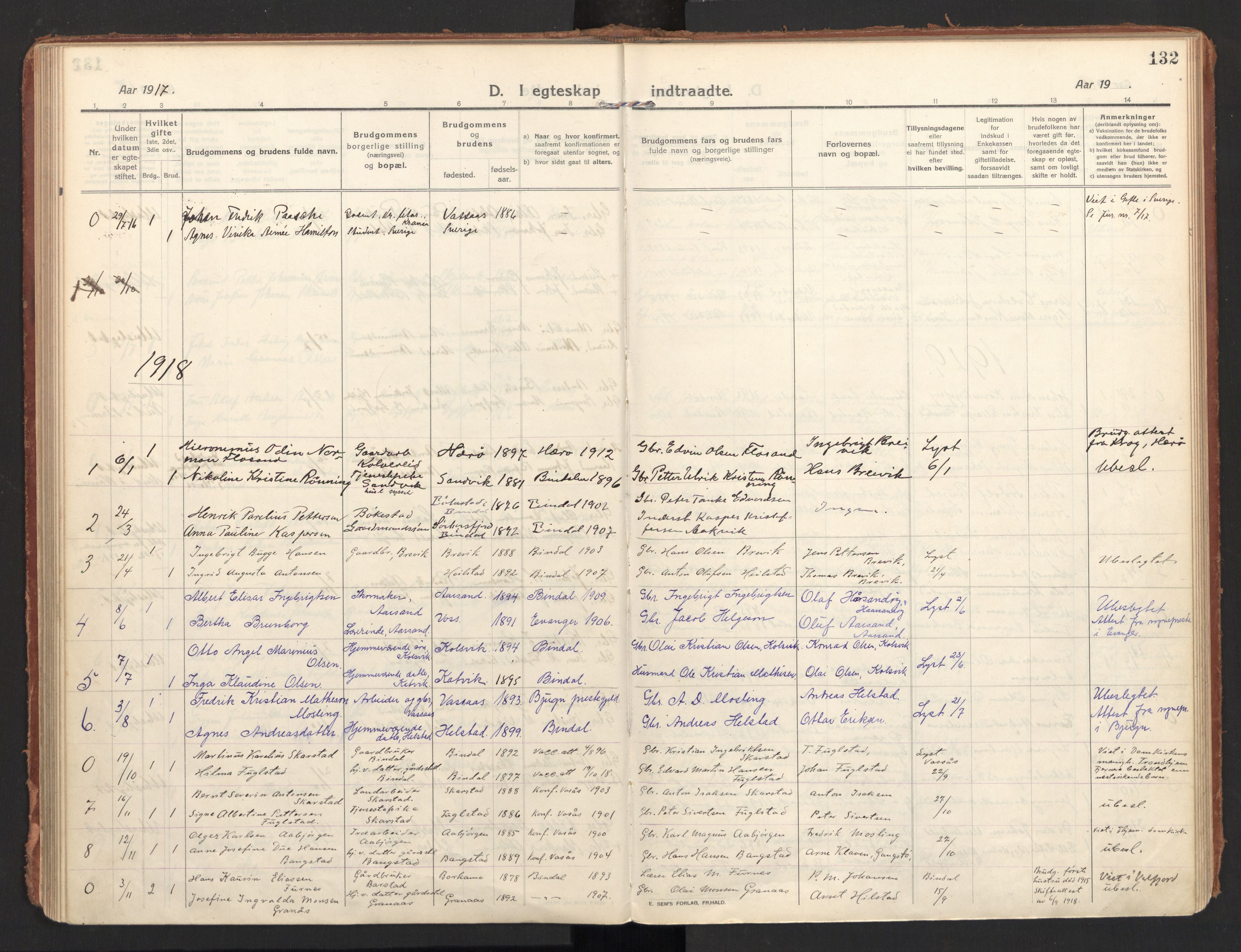 Ministerialprotokoller, klokkerbøker og fødselsregistre - Nordland, AV/SAT-A-1459/810/L0156: Ministerialbok nr. 810A15, 1915-1930, s. 132