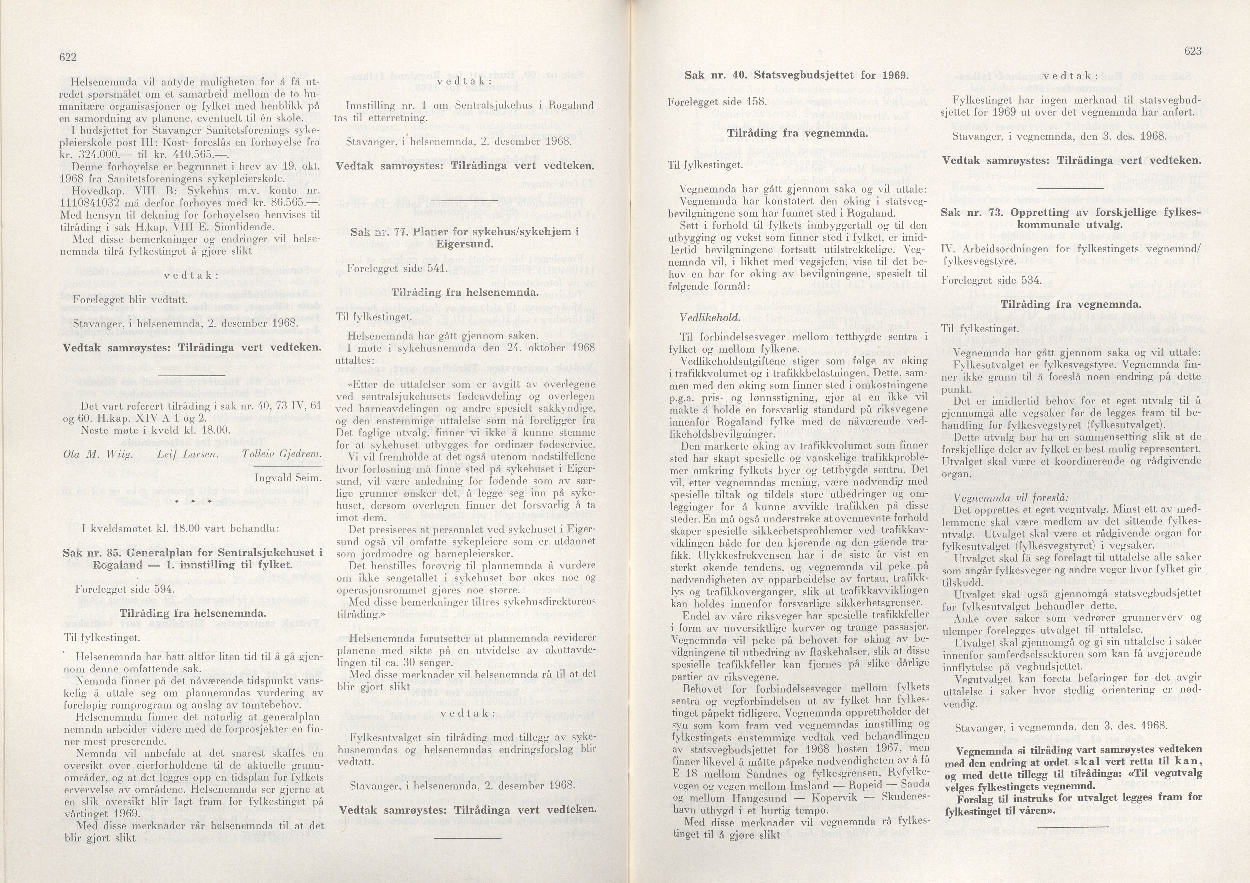 Rogaland fylkeskommune - Fylkesrådmannen , IKAR/A-900/A/Aa/Aaa/L0088: Møtebok , 1968, s. 622-623