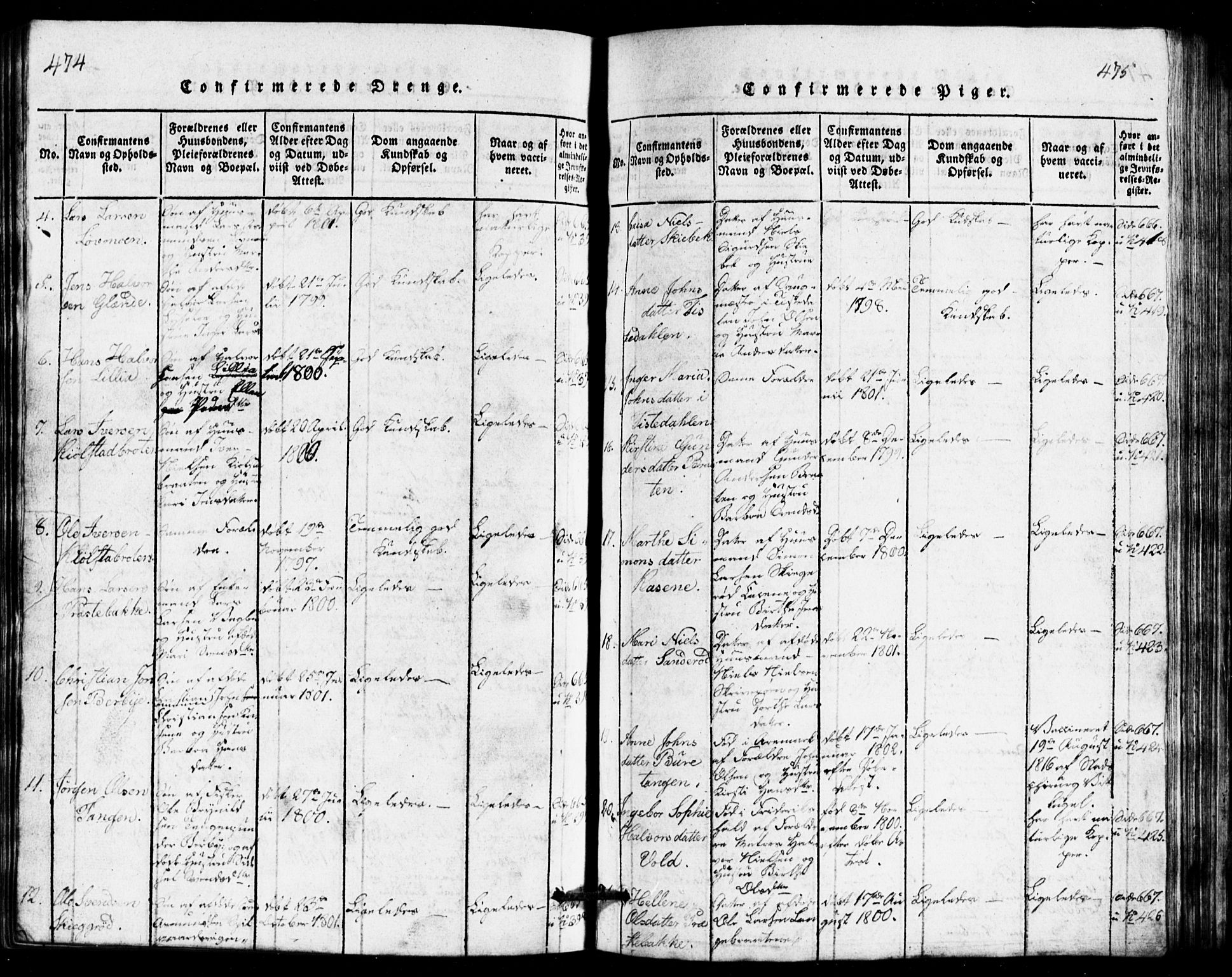 Idd prestekontor Kirkebøker, AV/SAO-A-10911/G/Ga/L0001: Klokkerbok nr. I 1, 1815-1826, s. 474-475