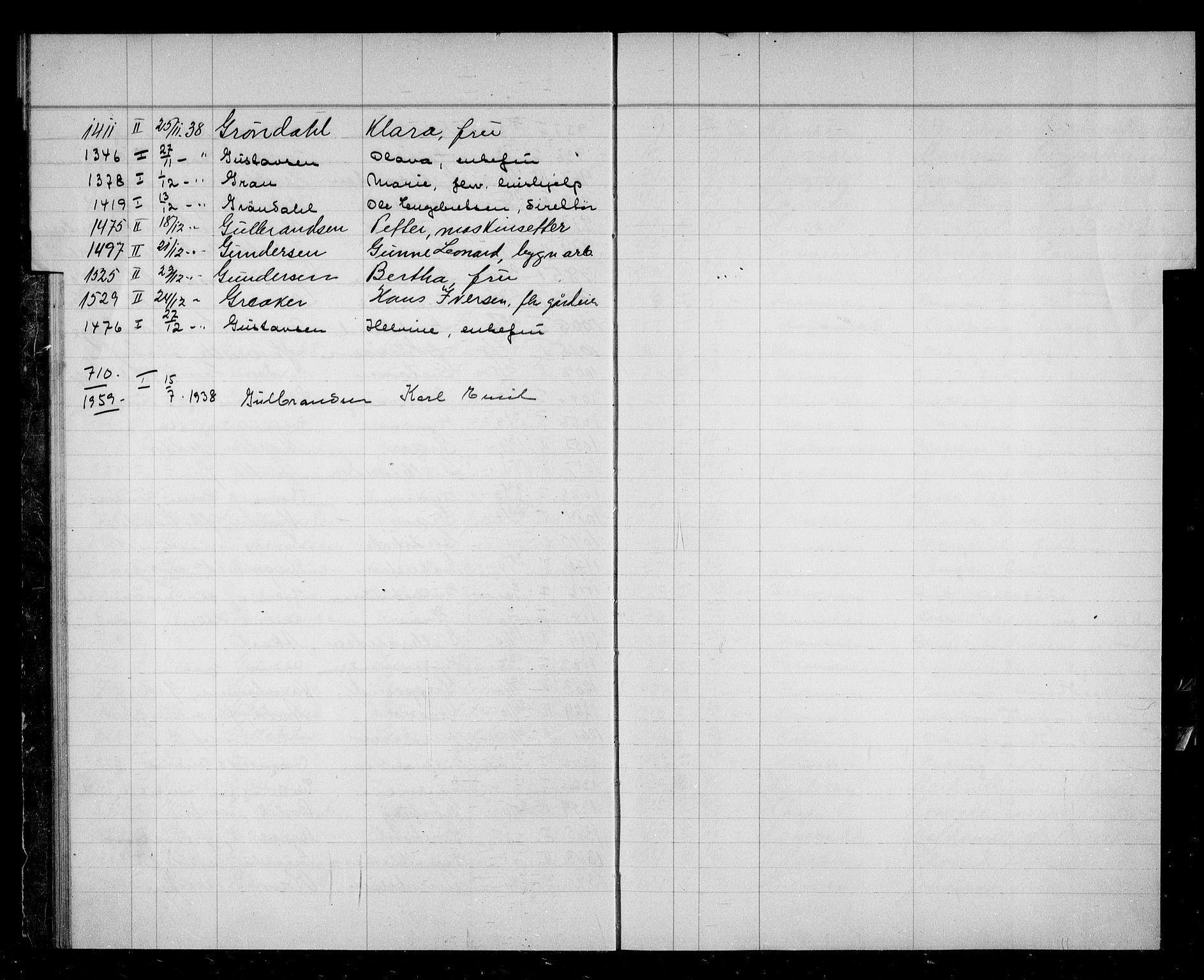 Oslo skifterett, AV/SAO-A-10383/F/Fa/Faa/L0038: Navneregister, 1938