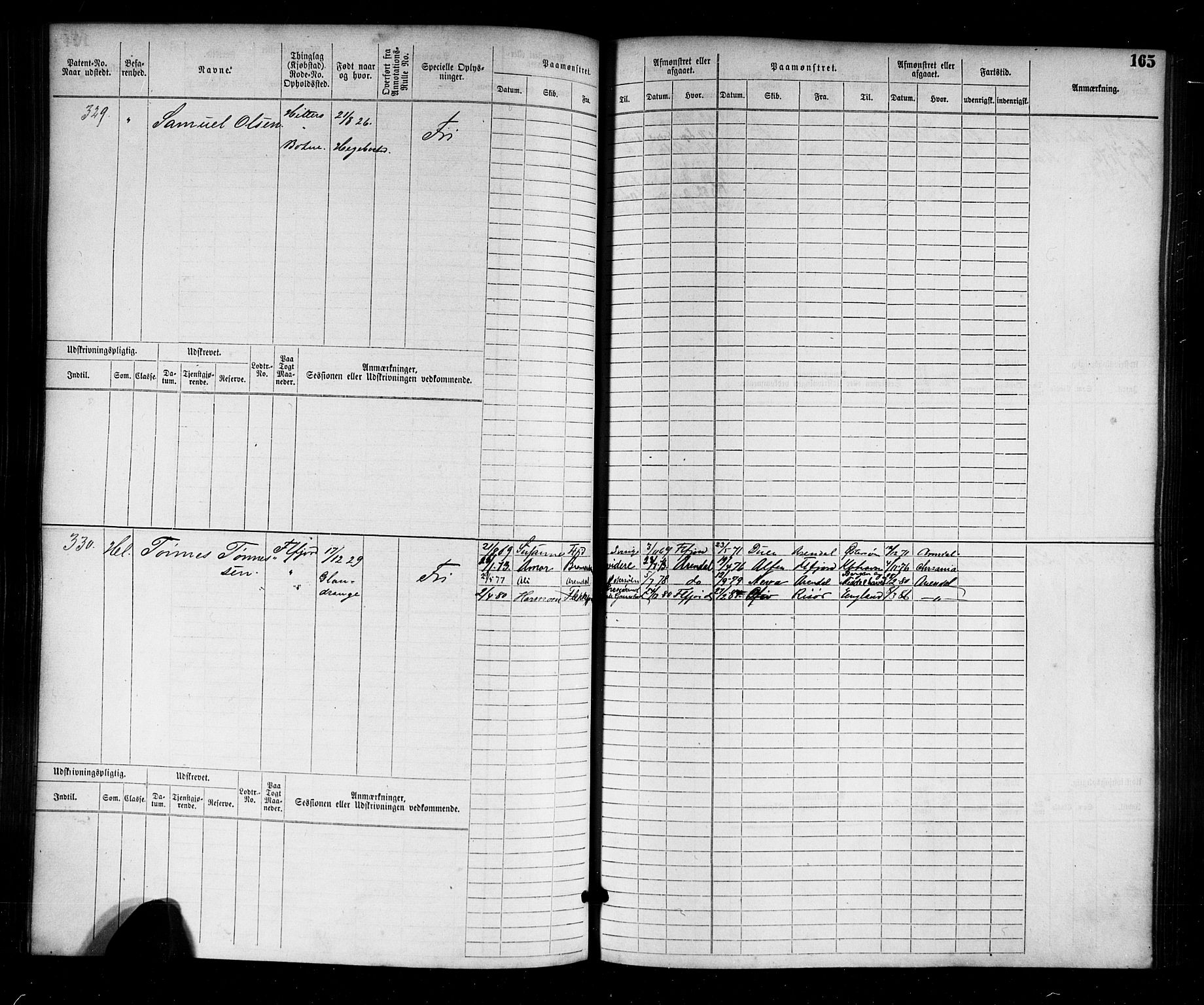 Flekkefjord mønstringskrets, AV/SAK-2031-0018/F/Fb/L0001: Hovedrulle nr 1-764, N-4, 1868-1900, s. 169