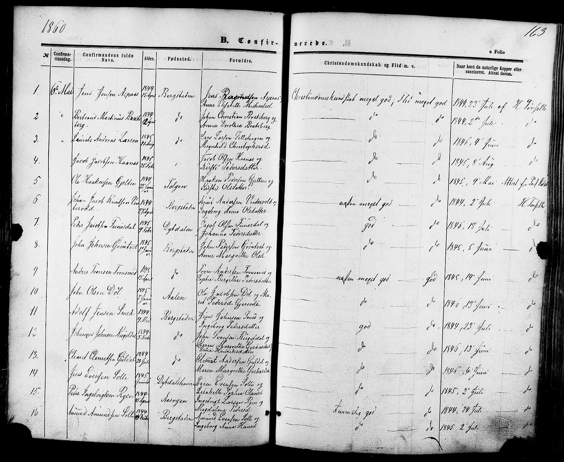 Ministerialprotokoller, klokkerbøker og fødselsregistre - Sør-Trøndelag, AV/SAT-A-1456/681/L0932: Ministerialbok nr. 681A10, 1860-1878, s. 163