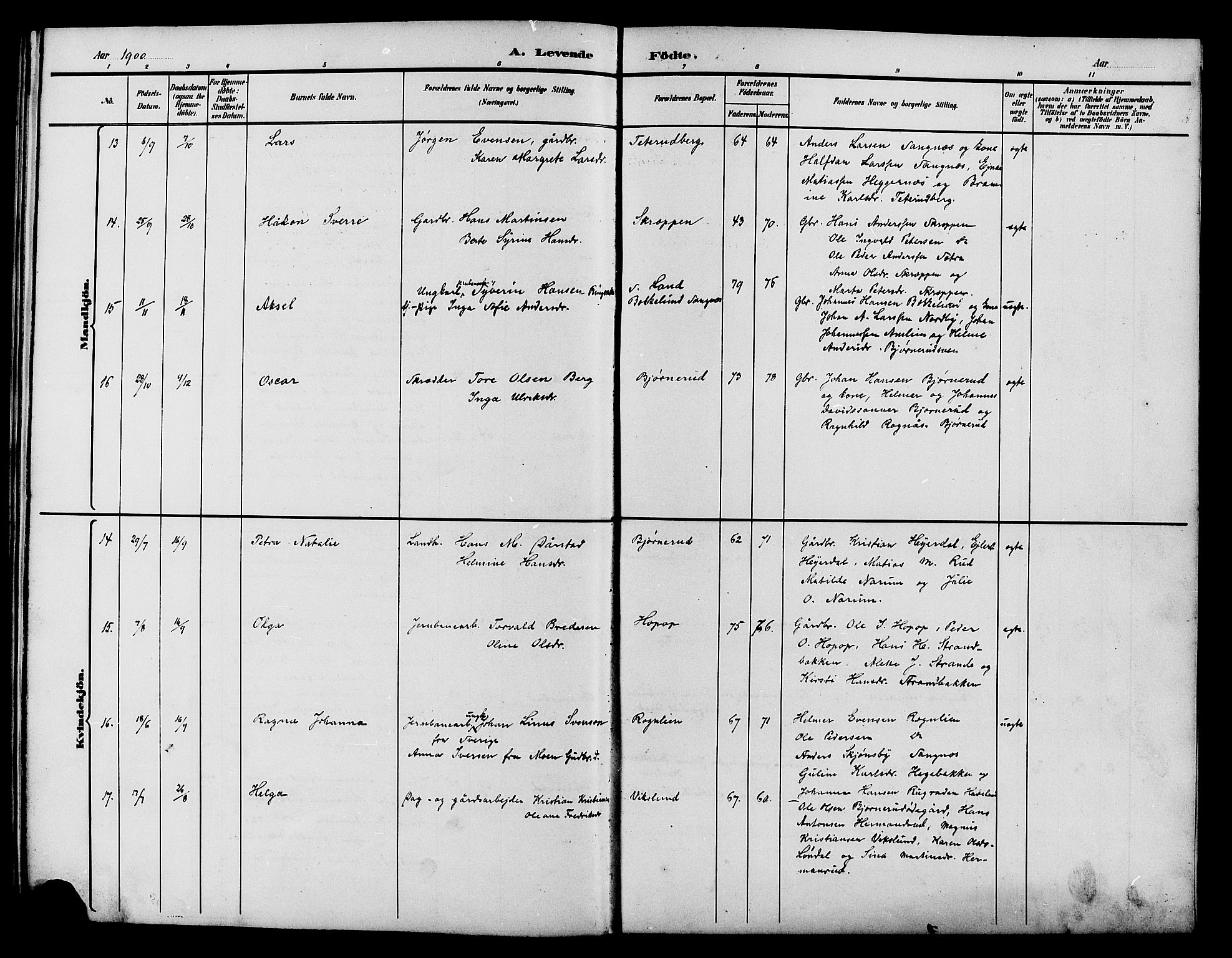 Vestre Toten prestekontor, AV/SAH-PREST-108/H/Ha/Hab/L0015: Klokkerbok nr. 15, 1890-1900