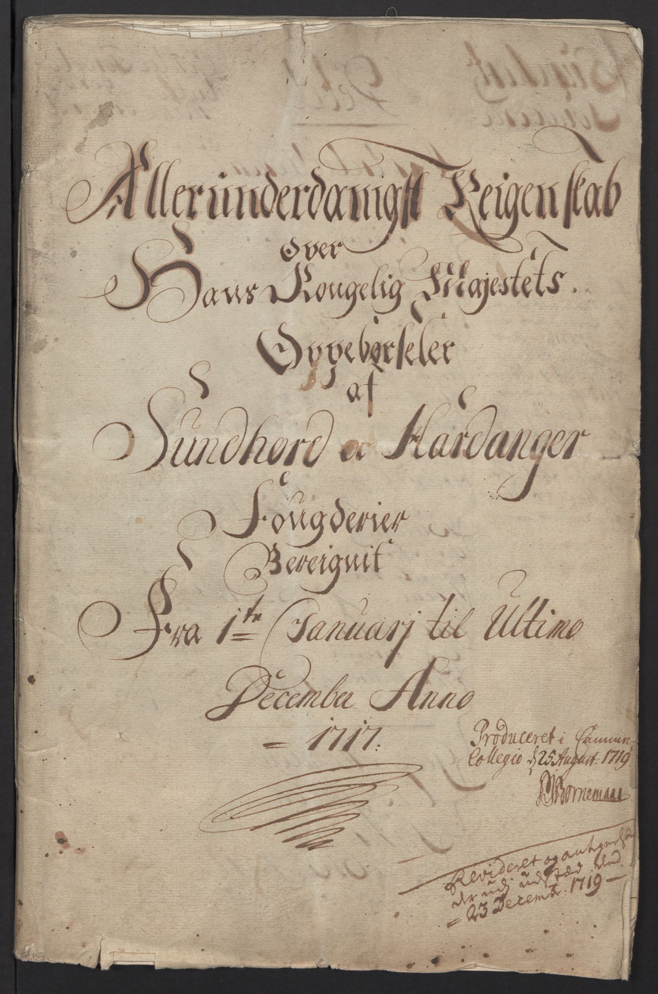 Rentekammeret inntil 1814, Reviderte regnskaper, Fogderegnskap, RA/EA-4092/R48/L2994: Fogderegnskap Sunnhordland og Hardanger, 1717, s. 5