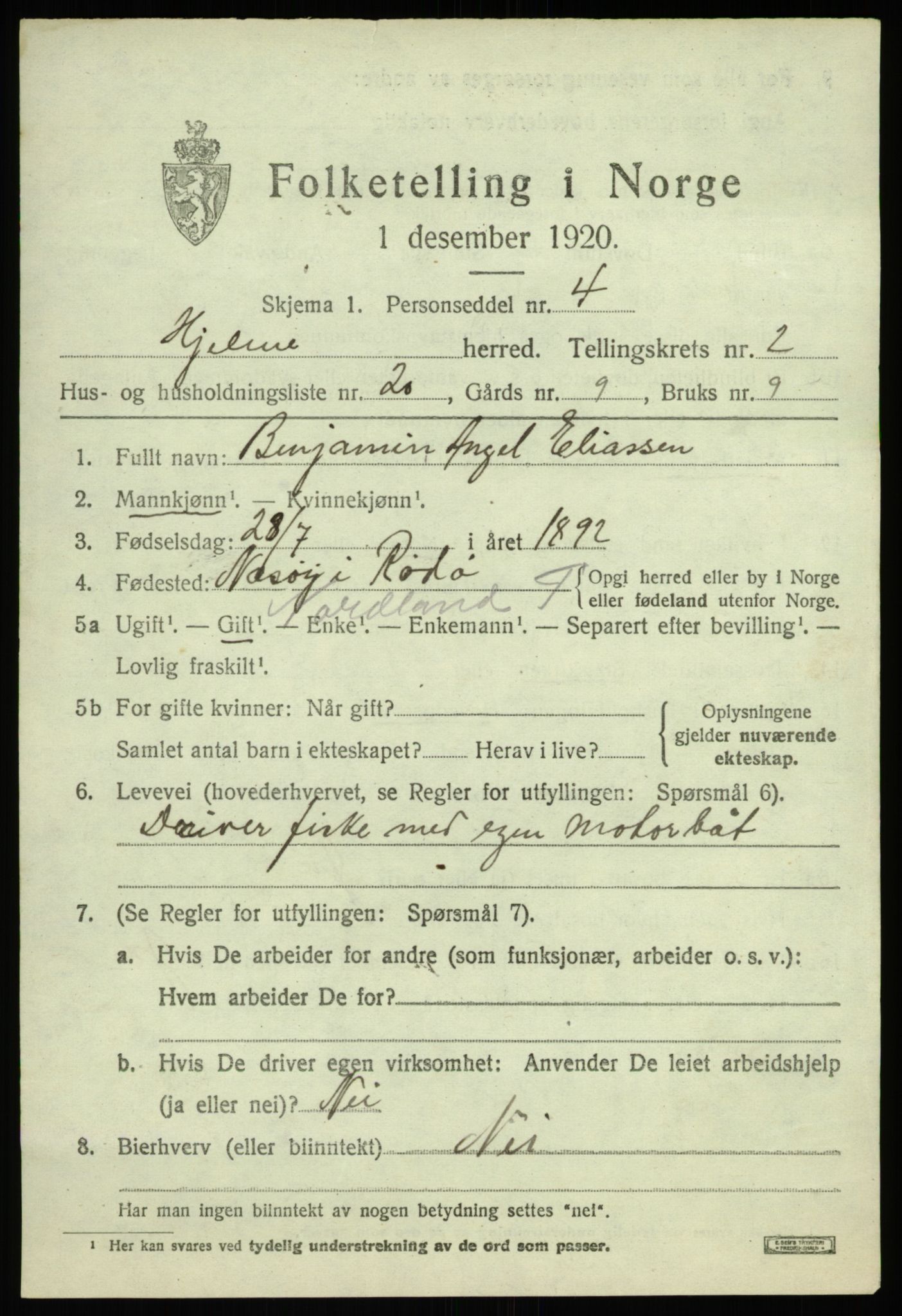 SAB, Folketelling 1920 for 1259 Hjelme herred, 1920, s. 1324