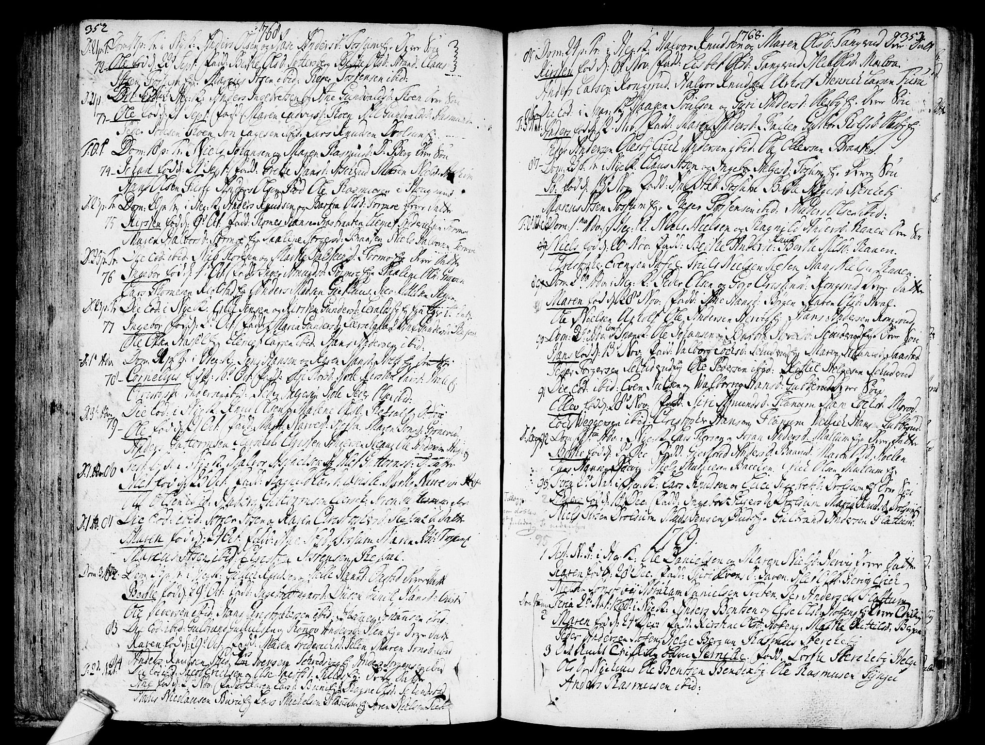 Modum kirkebøker, AV/SAKO-A-234/F/Fa/L0002: Ministerialbok nr. 2, 1741-1782, s. 352-353