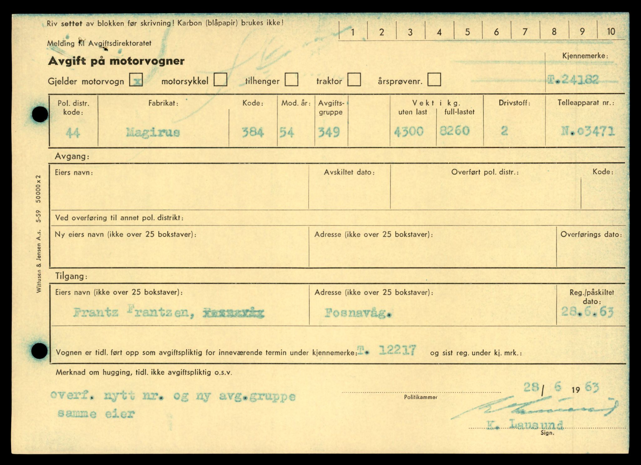 Møre og Romsdal vegkontor - Ålesund trafikkstasjon, AV/SAT-A-4099/F/Fe/L0033: Registreringskort for kjøretøy T 12151 - T 12474, 1927-1998, s. 347