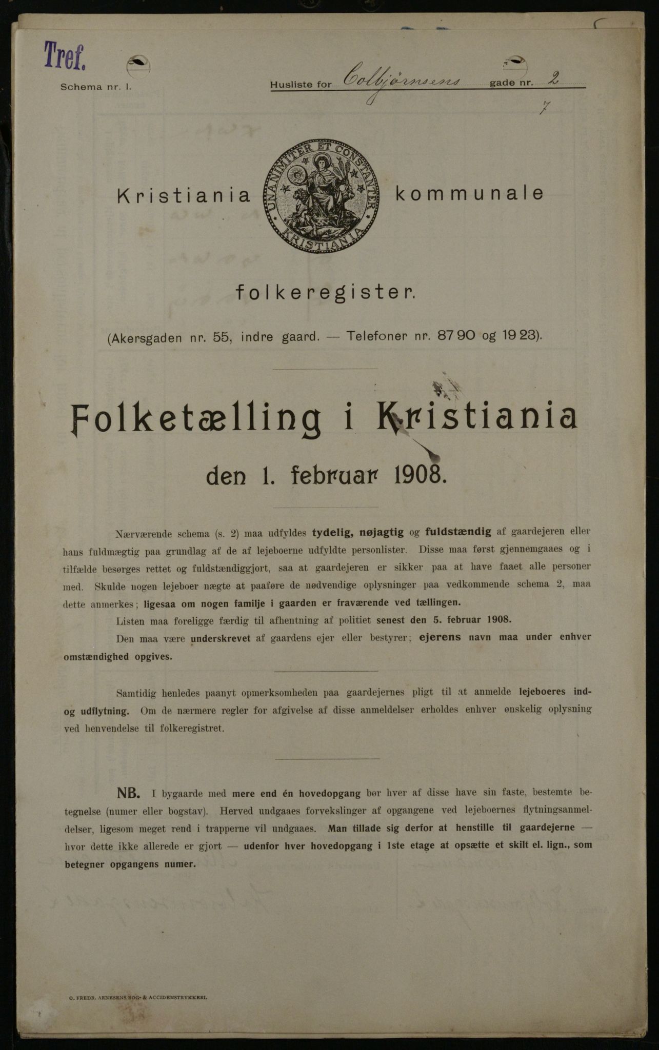 OBA, Kommunal folketelling 1.2.1908 for Kristiania kjøpstad, 1908, s. 12079