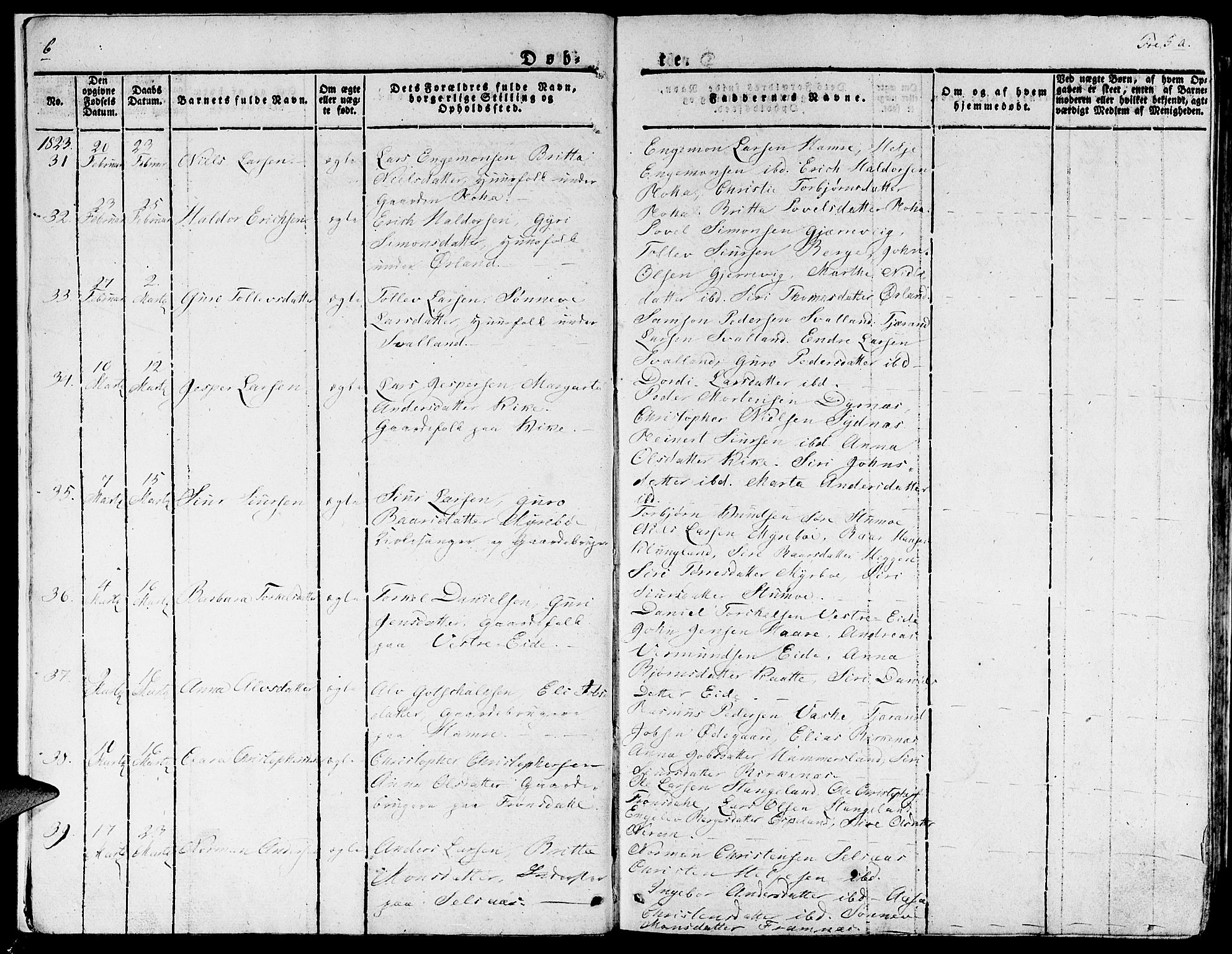 Fjelberg sokneprestembete, AV/SAB-A-75201/H/Haa: Ministerialbok nr. A 5, 1822-1834, s. 5
