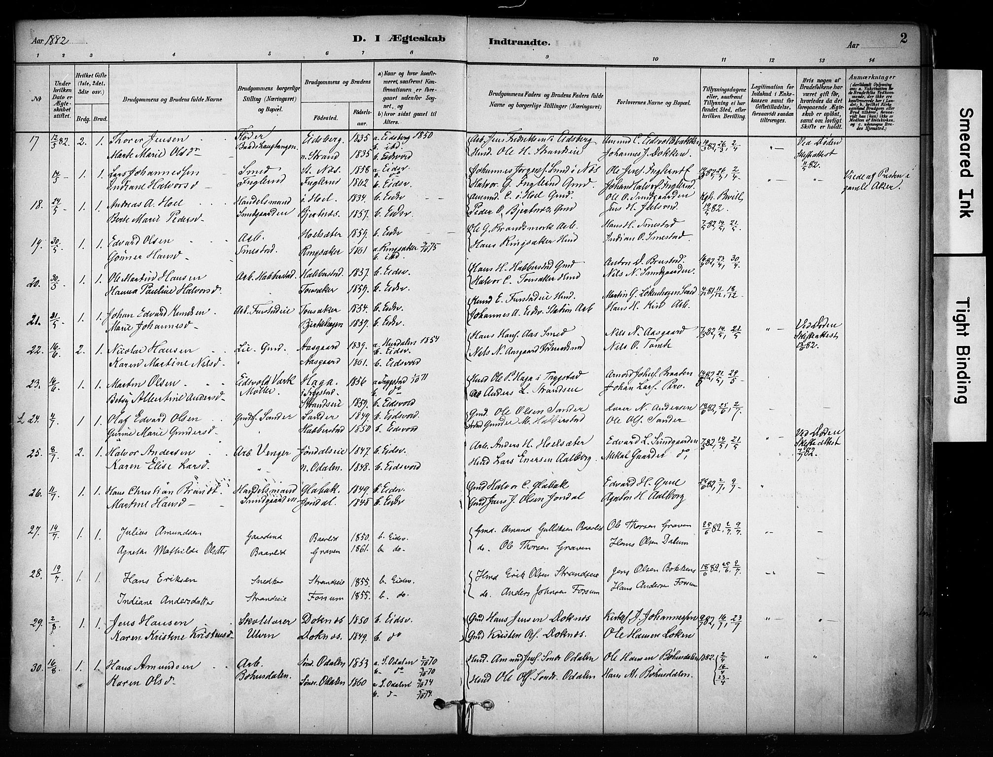 Eidsvoll prestekontor Kirkebøker, AV/SAO-A-10888/F/Fa/L0003: Ministerialbok nr. I 3, 1882-1895, s. 2