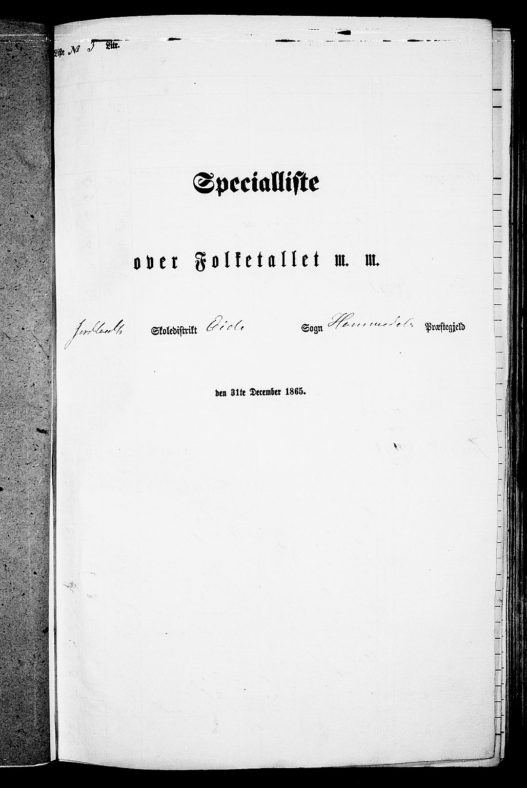 RA, Folketelling 1865 for 0924P Homedal prestegjeld, 1865, s. 33