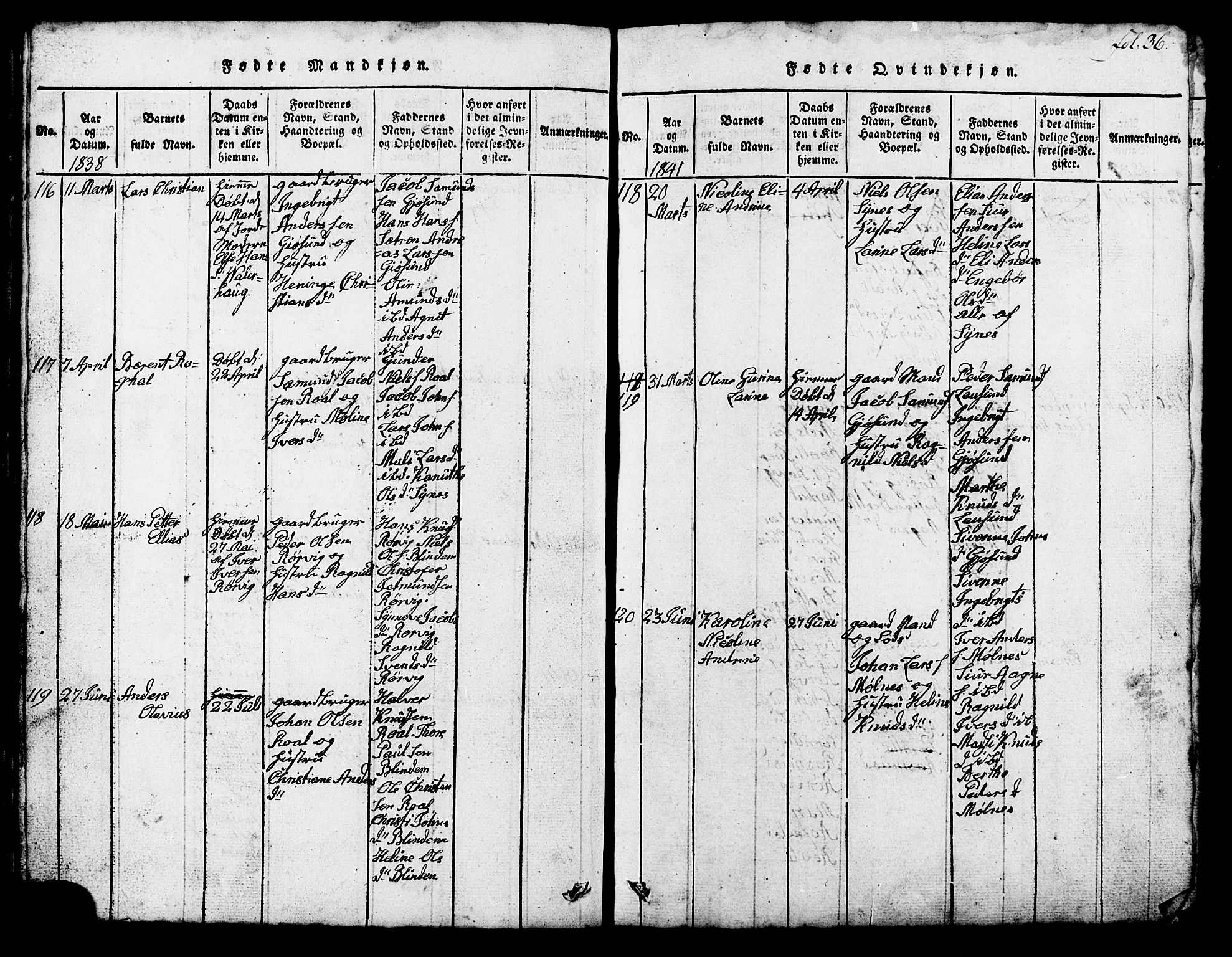 Ministerialprotokoller, klokkerbøker og fødselsregistre - Møre og Romsdal, AV/SAT-A-1454/537/L0520: Klokkerbok nr. 537C01, 1819-1868, s. 36