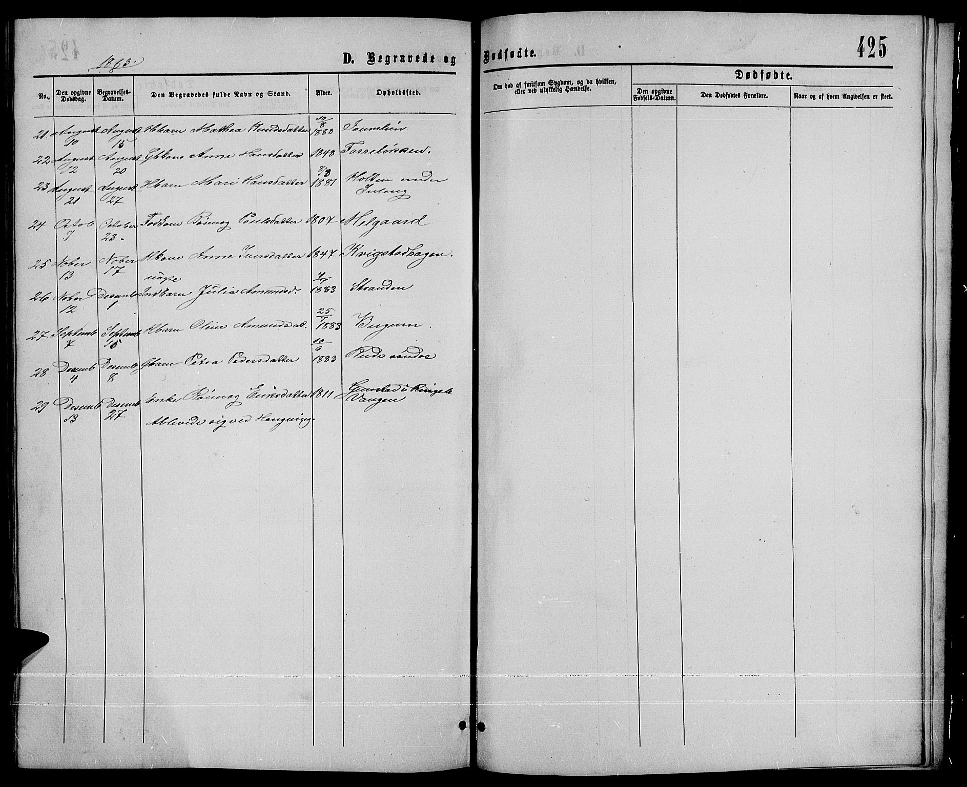 Sør-Fron prestekontor, SAH/PREST-010/H/Ha/Hab/L0002: Klokkerbok nr. 2, 1864-1883, s. 425