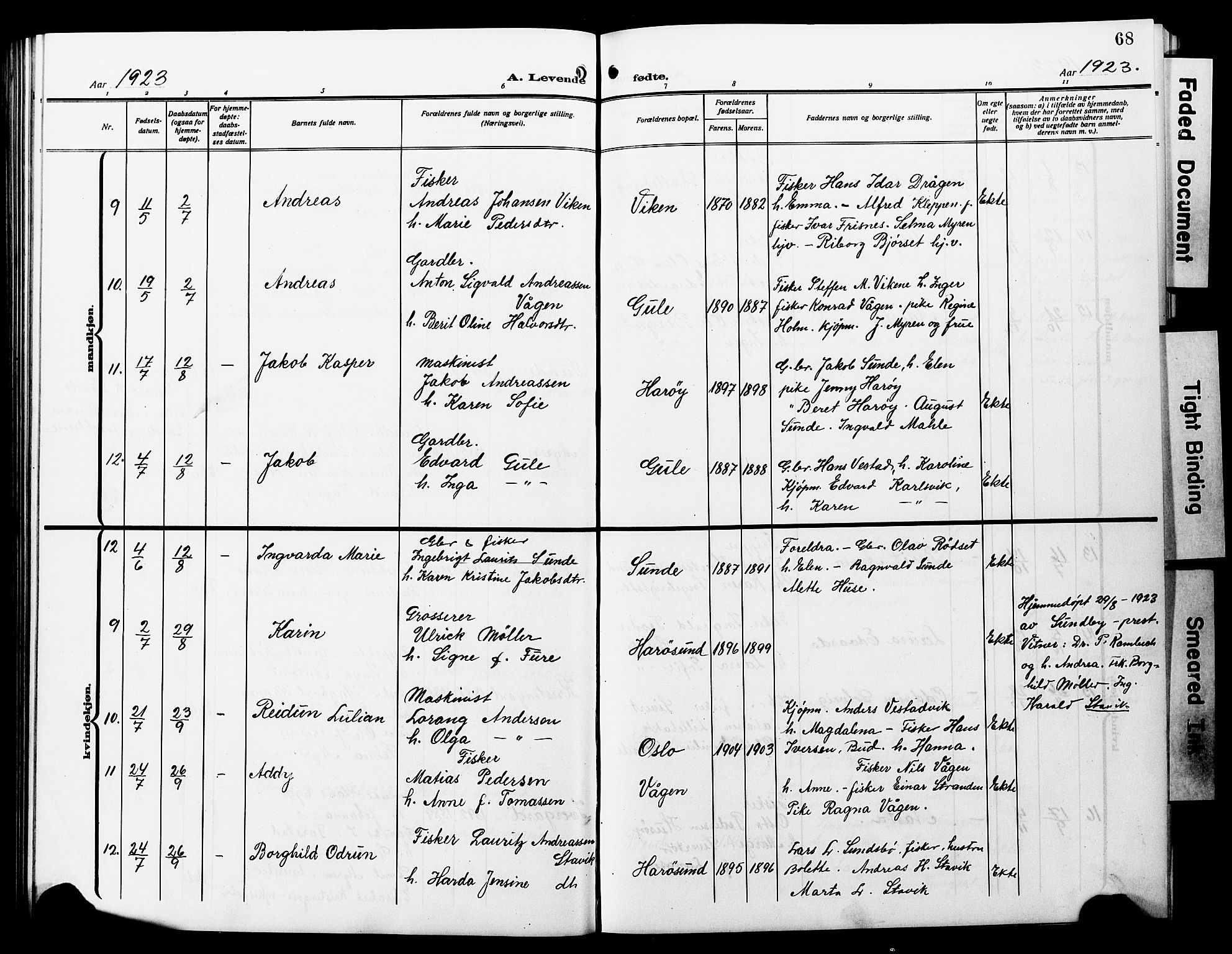 Ministerialprotokoller, klokkerbøker og fødselsregistre - Møre og Romsdal, AV/SAT-A-1454/566/L0774: Klokkerbok nr. 566C03, 1910-1929, s. 68