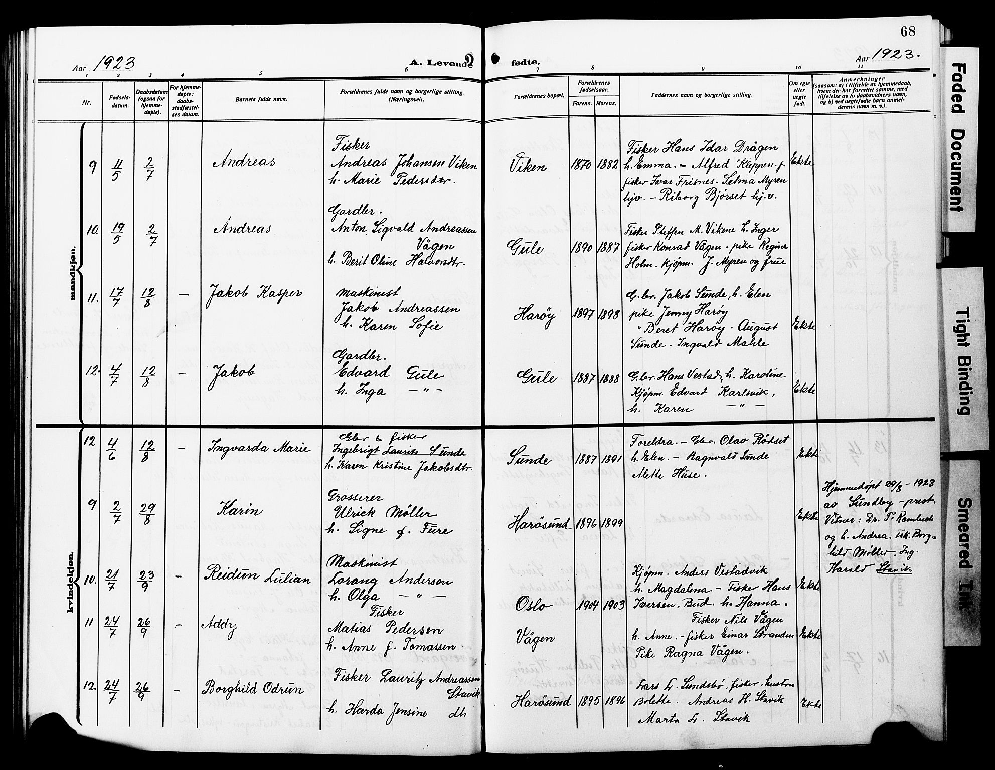 Ministerialprotokoller, klokkerbøker og fødselsregistre - Møre og Romsdal, SAT/A-1454/566/L0774: Klokkerbok nr. 566C03, 1910-1929, s. 68