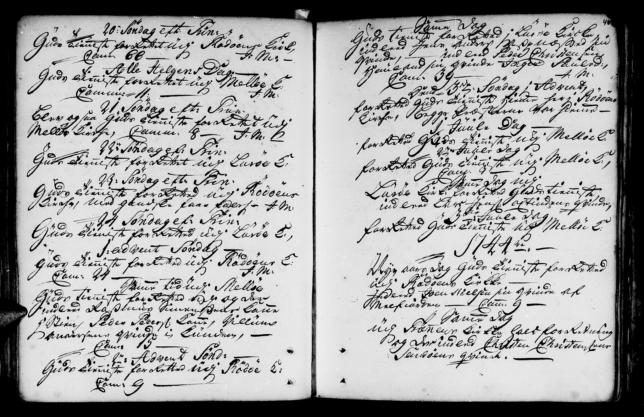Ministerialprotokoller, klokkerbøker og fødselsregistre - Nordland, AV/SAT-A-1459/841/L0586: Ministerialbok nr. 841A01, 1739-1750, s. 46