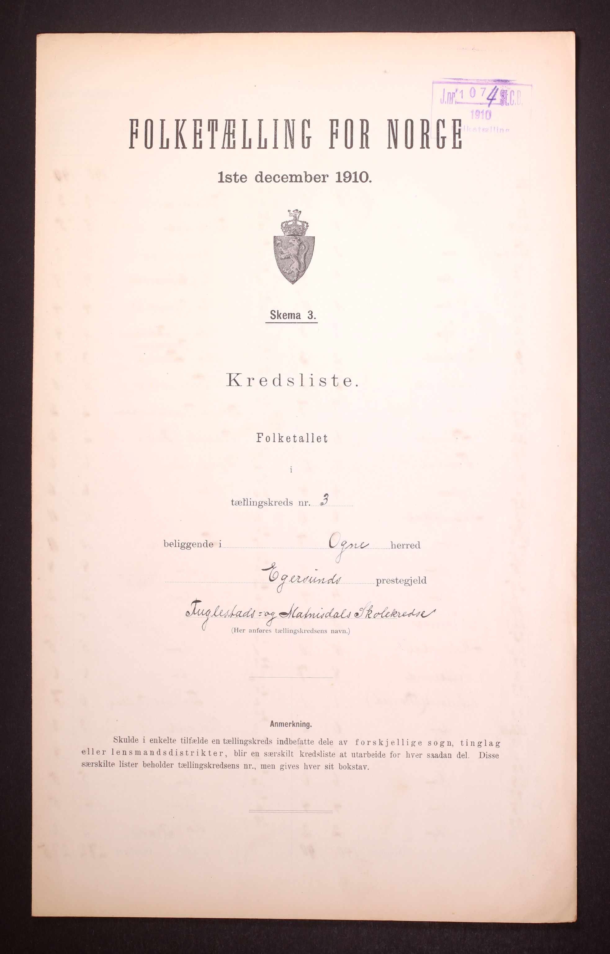 RA, Folketelling 1910 for 1117 Ogna herred, 1910, s. 10