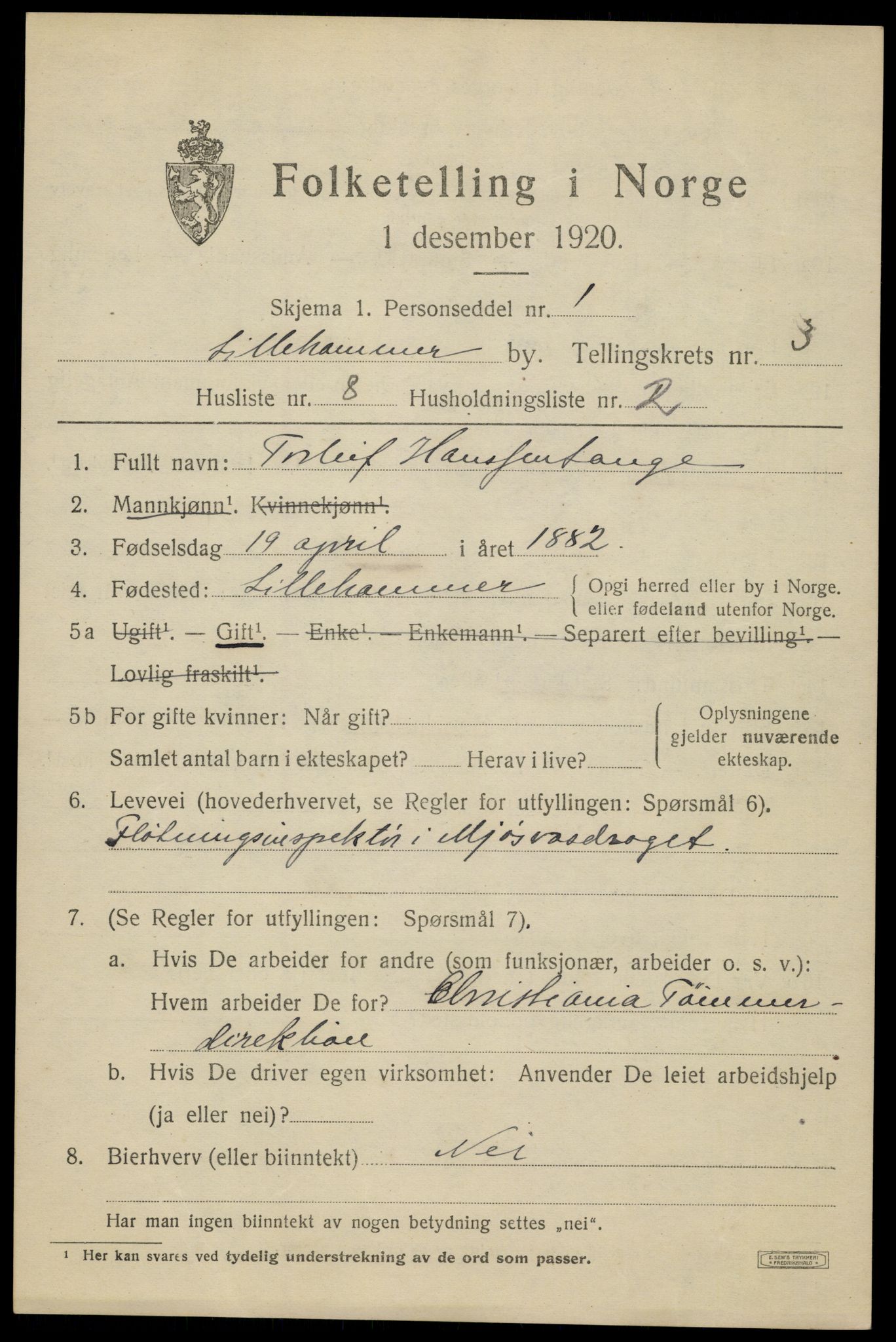 SAH, Folketelling 1920 for 0501 Lillehammer kjøpstad, 1920, s. 5796
