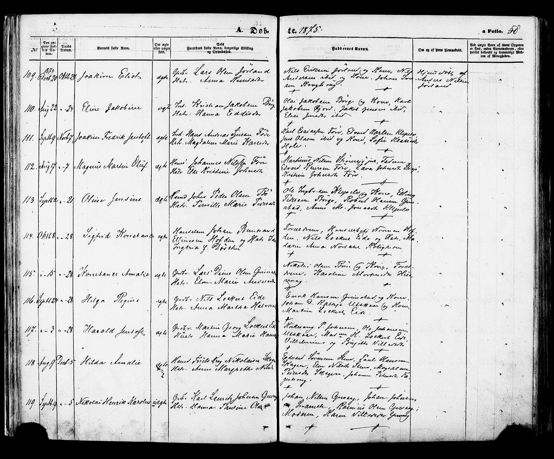 Ministerialprotokoller, klokkerbøker og fødselsregistre - Nordland, AV/SAT-A-1459/891/L1301: Ministerialbok nr. 891A06, 1870-1878, s. 58