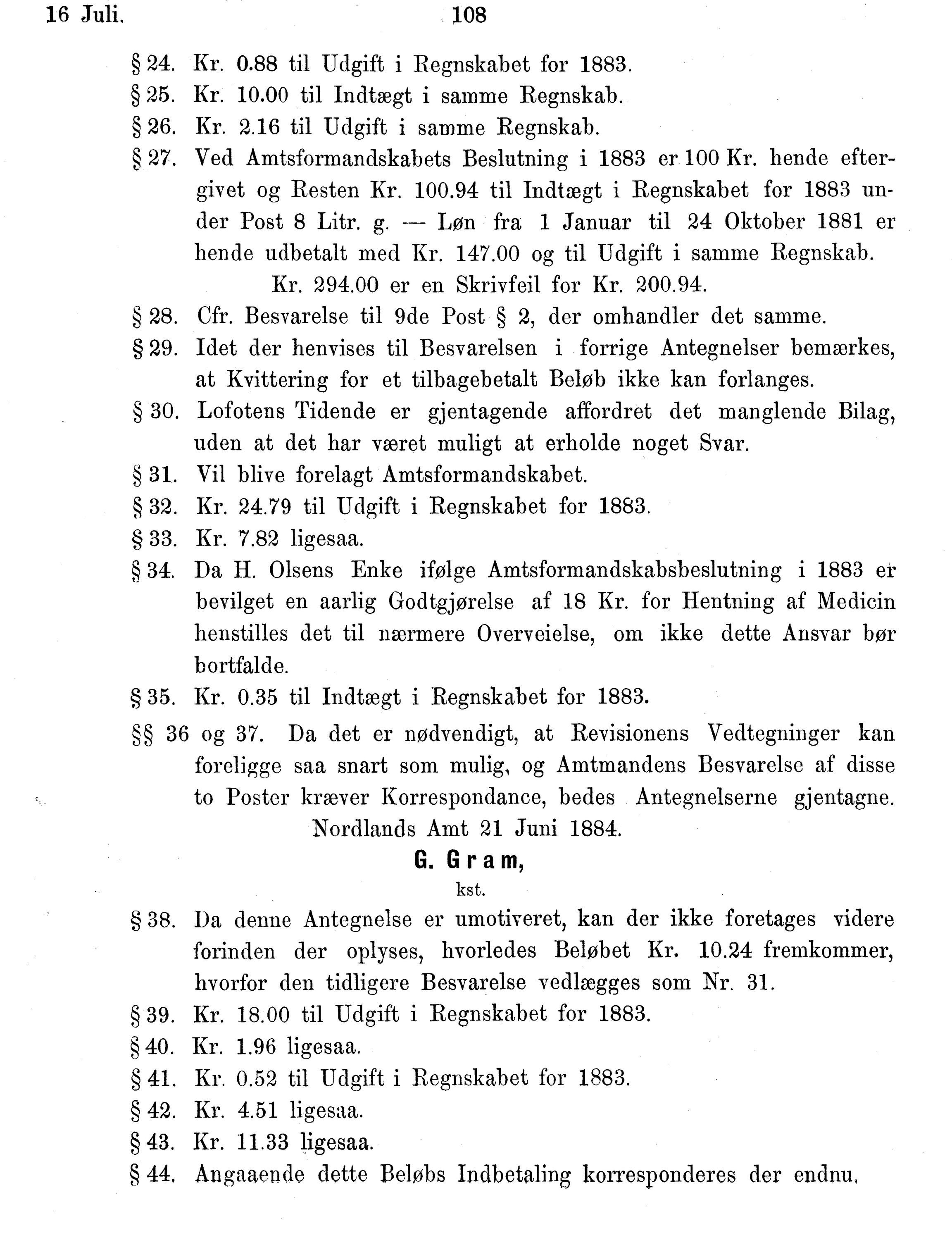 Nordland Fylkeskommune. Fylkestinget, AIN/NFK-17/176/A/Ac/L0014: Fylkestingsforhandlinger 1881-1885, 1881-1885