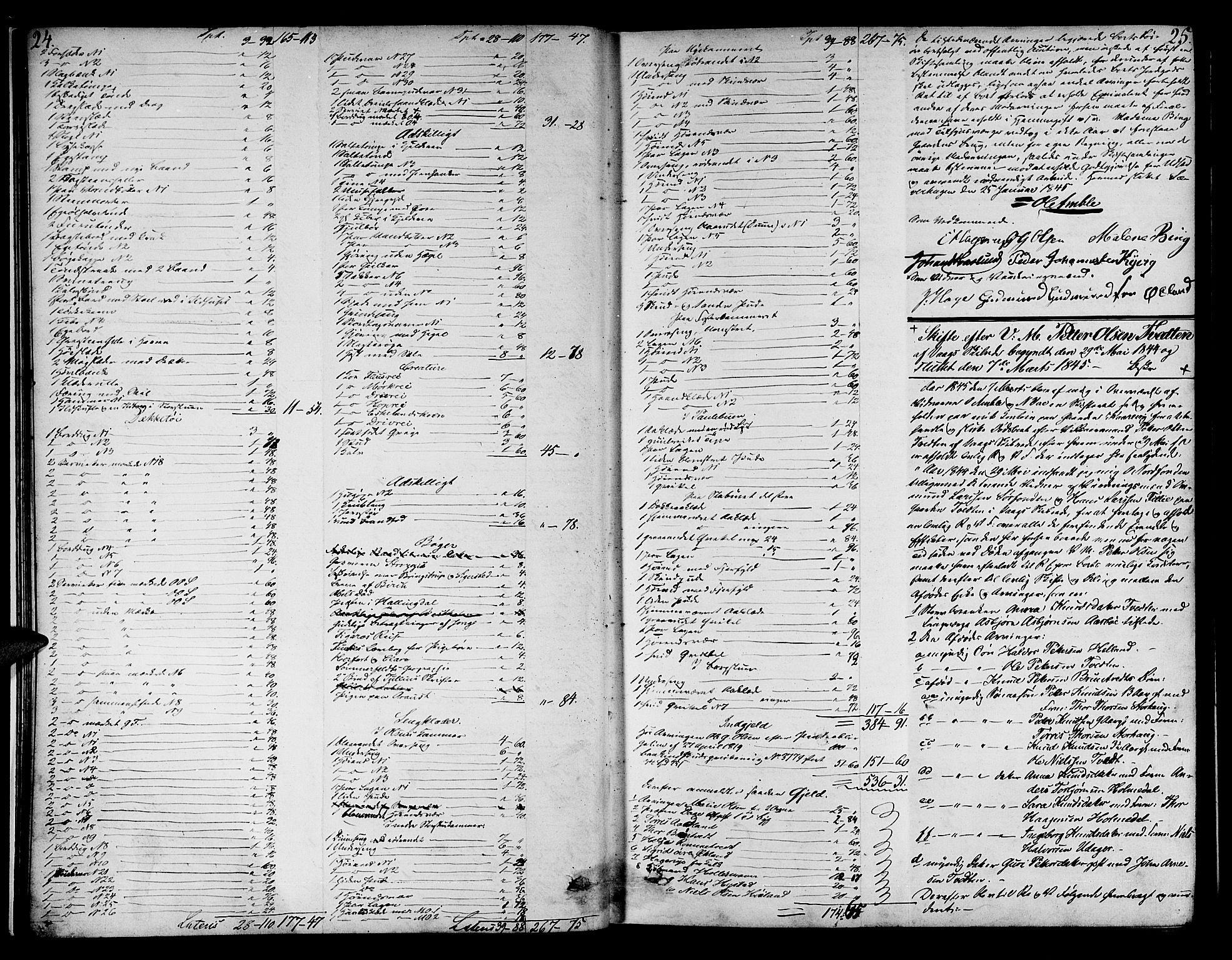 Sunnhordland sorenskrivar, AV/SAB-A-2401/1/H/Ha/Had/L0006: Skifteprotokollar. Føyen, Fjære og Våg. Register i protokoll., 1844-1853, s. 24-25