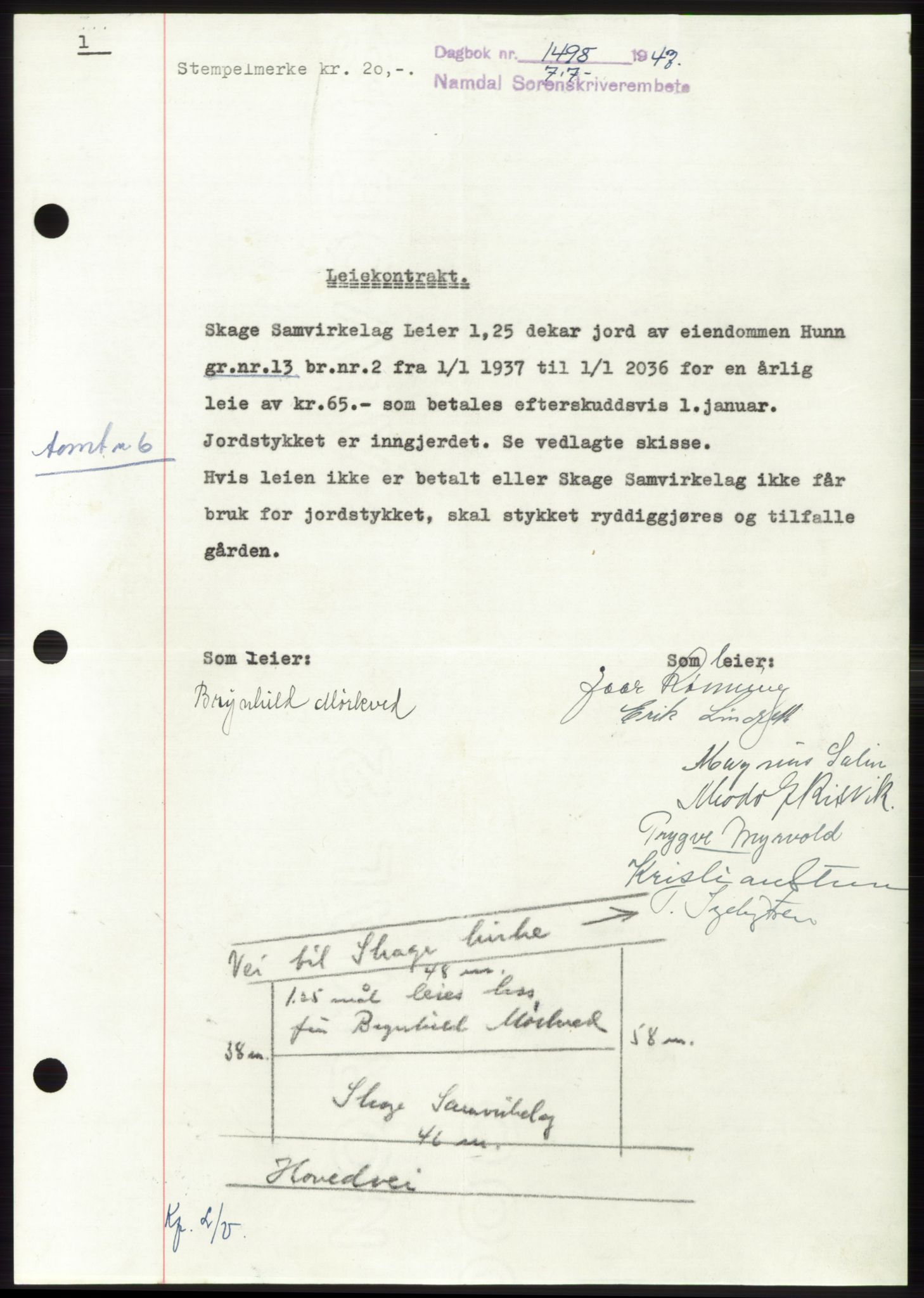 Namdal sorenskriveri, SAT/A-4133/1/2/2C: Pantebok nr. -, 1947-1947, Dagboknr: 1498/1947