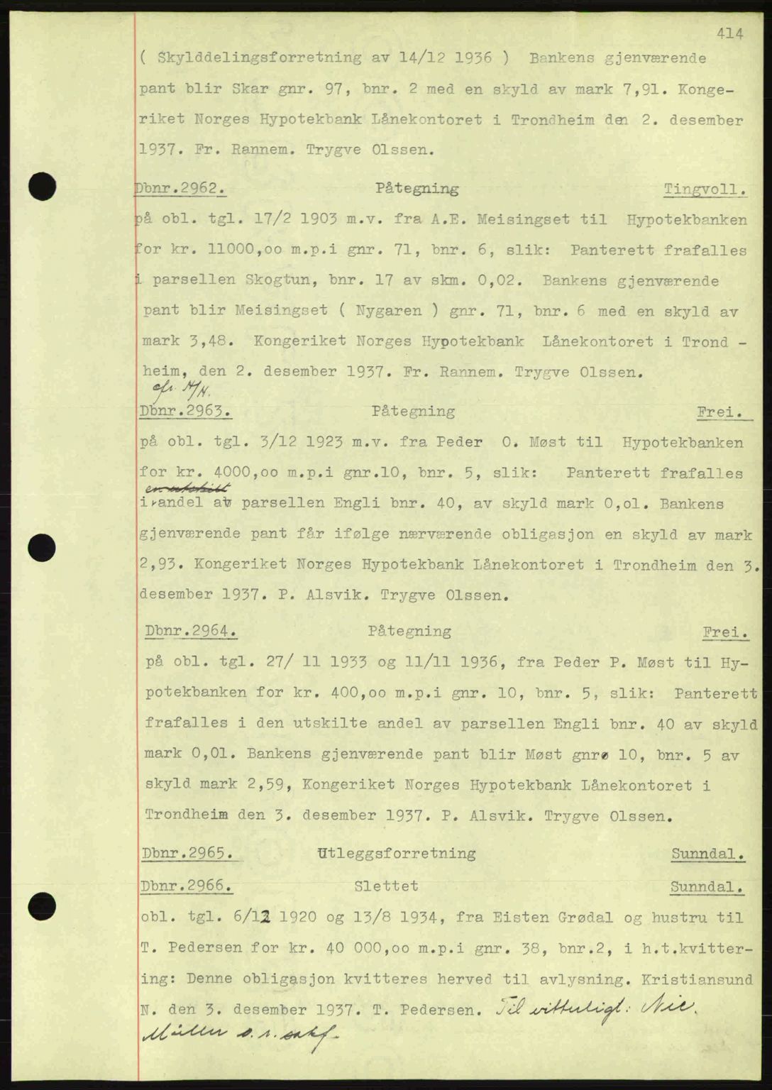 Nordmøre sorenskriveri, SAT/A-4132/1/2/2Ca: Pantebok nr. C80, 1936-1939, Dagboknr: 2962/1937