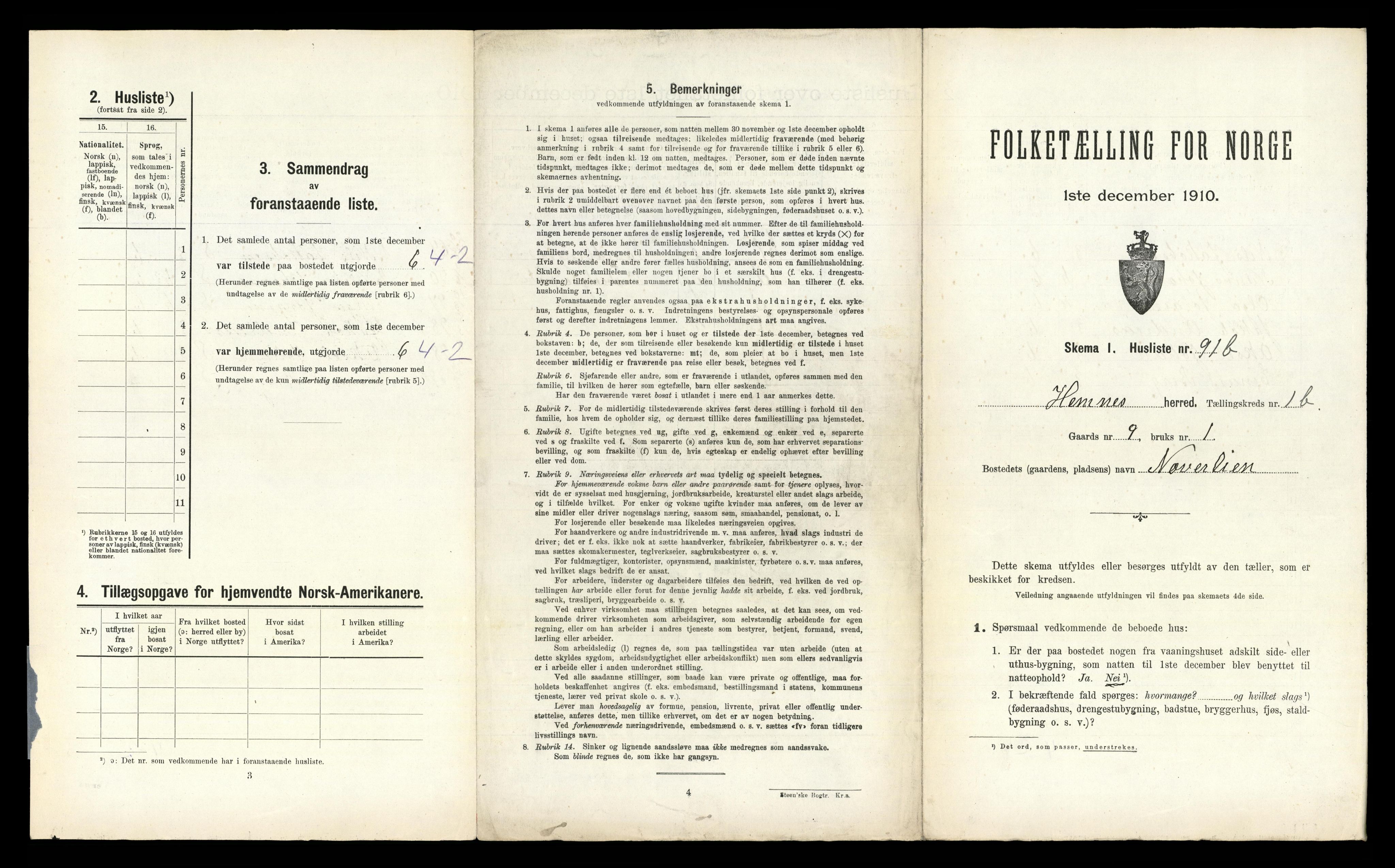 RA, Folketelling 1910 for 1832 Hemnes herred, 1910, s. 620