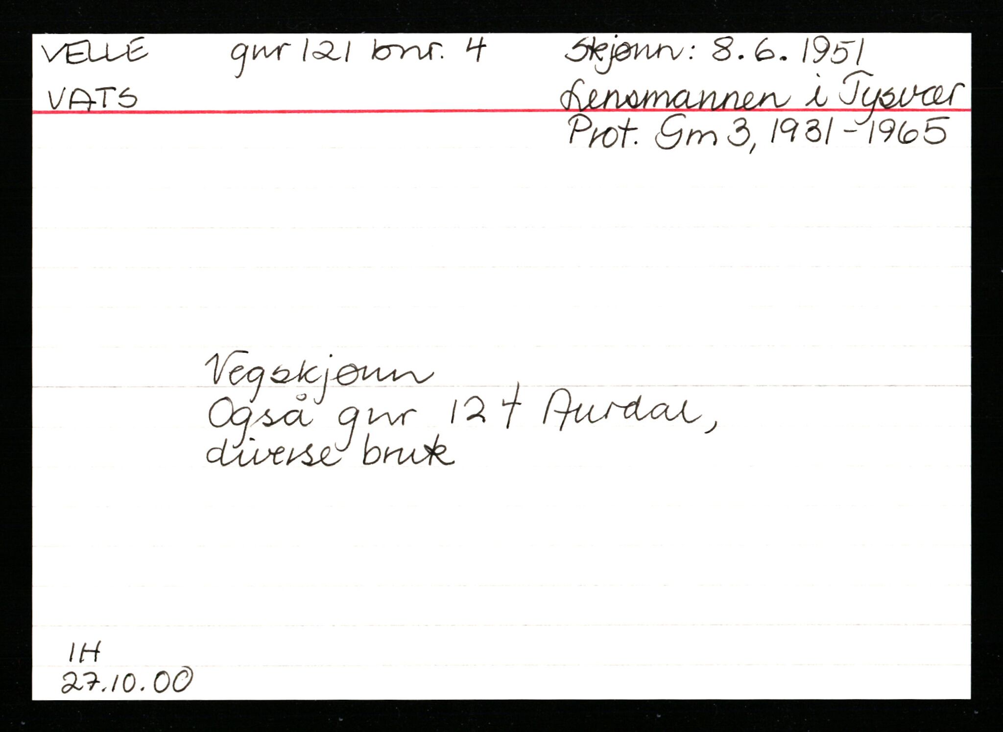 Statsarkivet i Stavanger, AV/SAST-A-101971/03/Y/Ym/L0065: Åstedskort sortert etter gårdsnavn: Vatland - Vervig, 1600-1950, s. 631